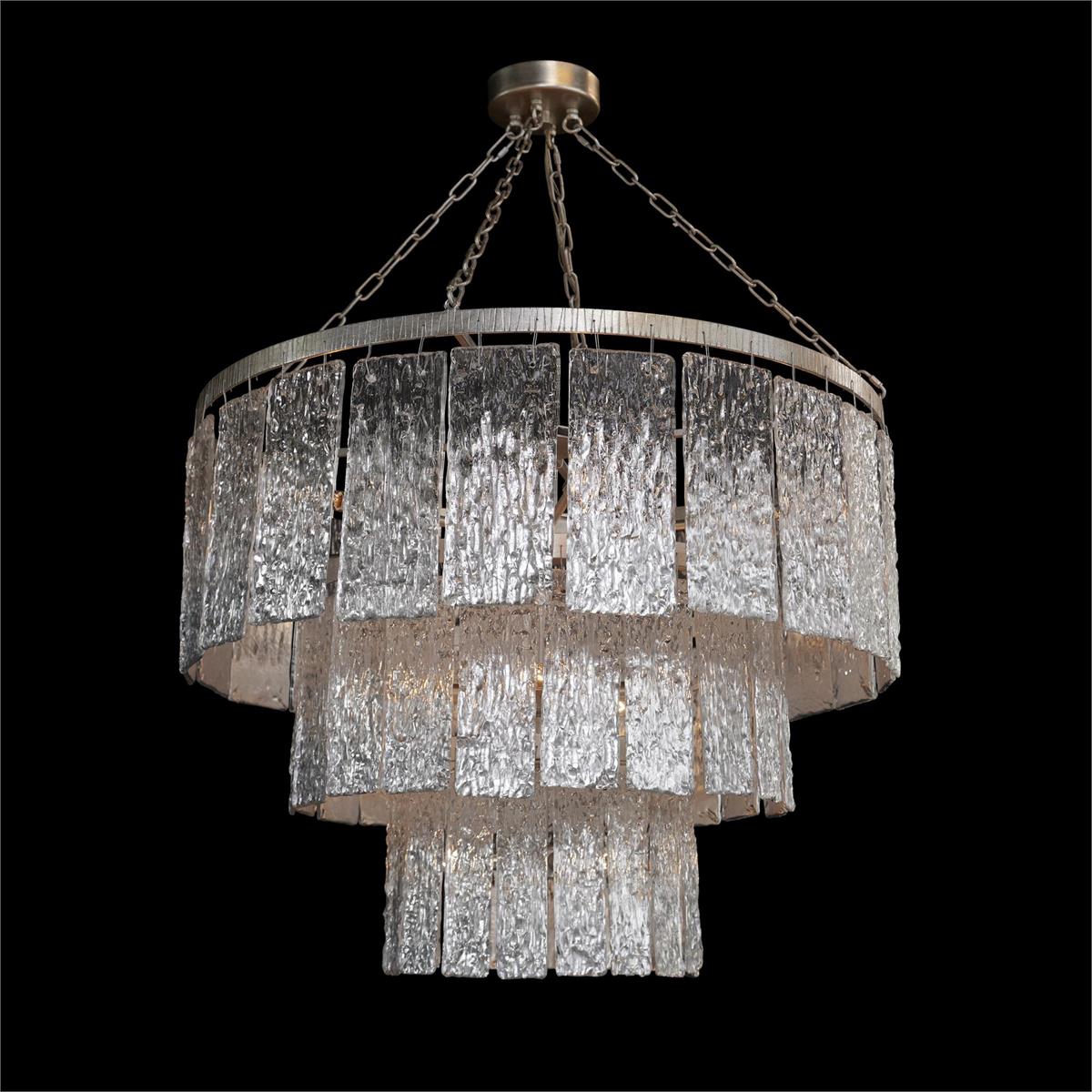 Twilight Sixteen-Light Slumped Glass Chandelier, Silver – Ceiling Lighting by John Richard | Sutter & Vale