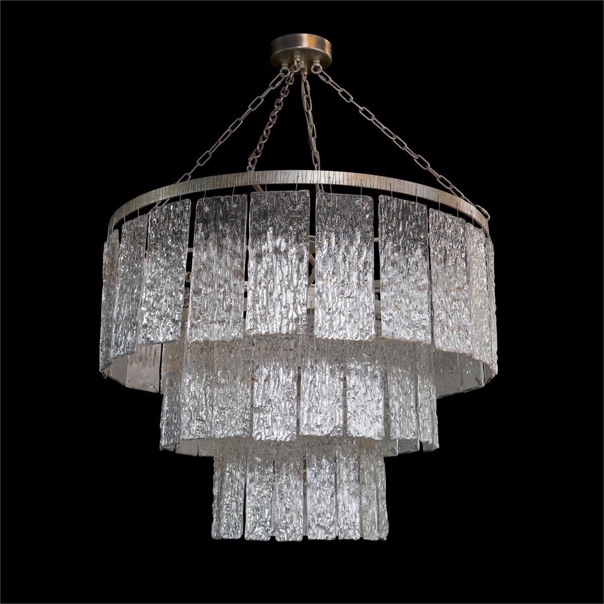 Twilight Sixteen-Light Slumped Glass Chandelier, Silver – Ceiling Lighting by John Richard | Sutter & Vale