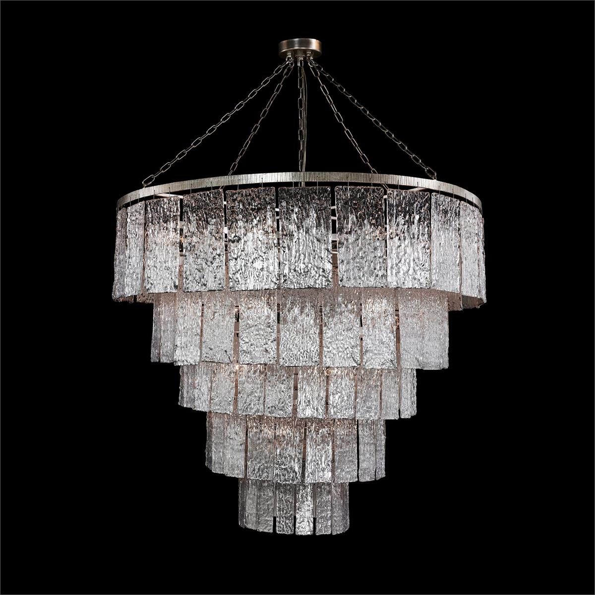 Twilight Twenty-Four-Light Slumped Glass Chandelier, Silver – Ceiling Lighting by John Richard | Sutter & Vale