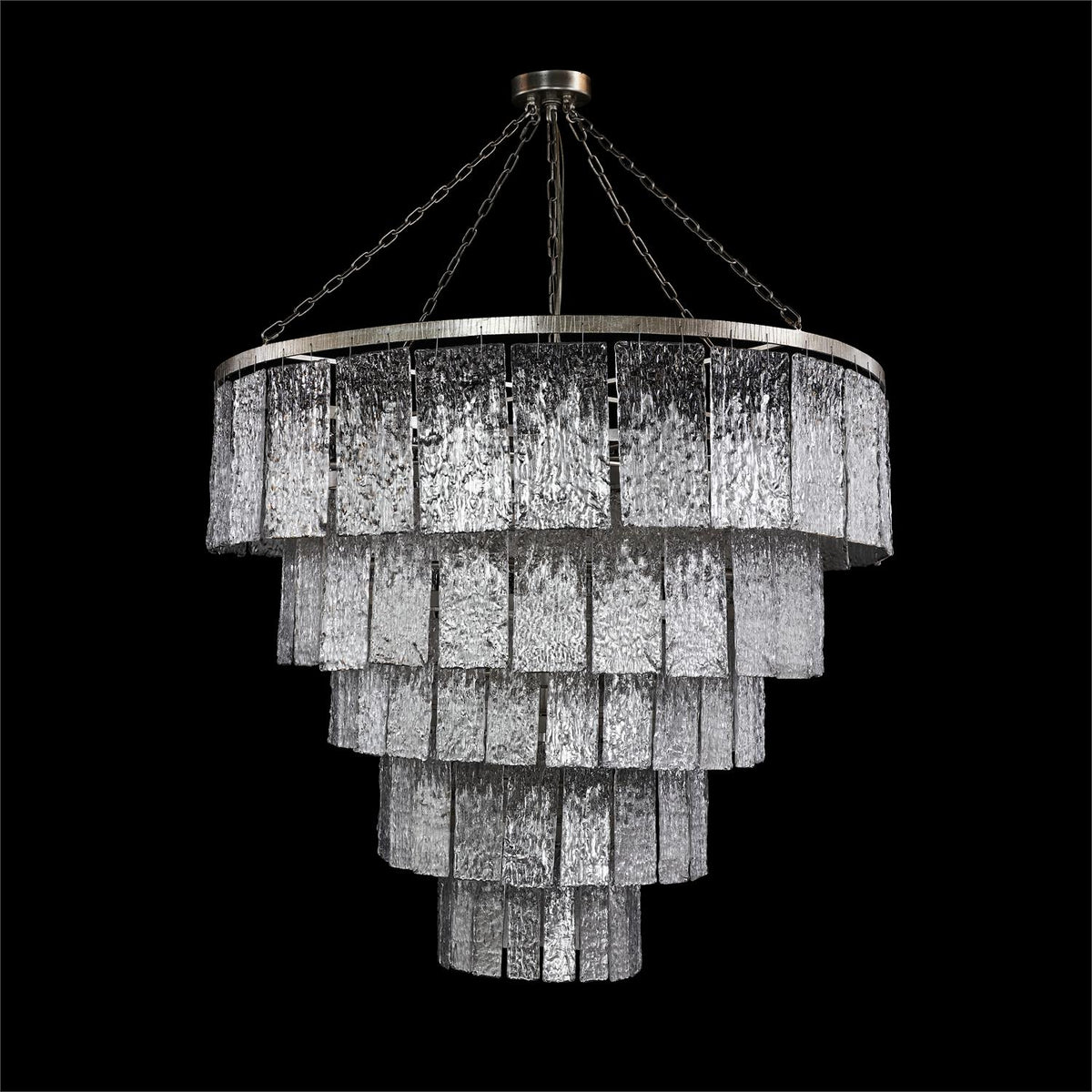 Twilight Twenty-Four-Light Slumped Glass Chandelier, Silver