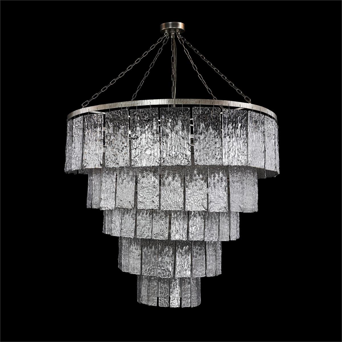 Twilight Twenty-Four-Light Slumped Glass Chandelier, Silver – Ceiling Lighting by John Richard | Sutter & Vale