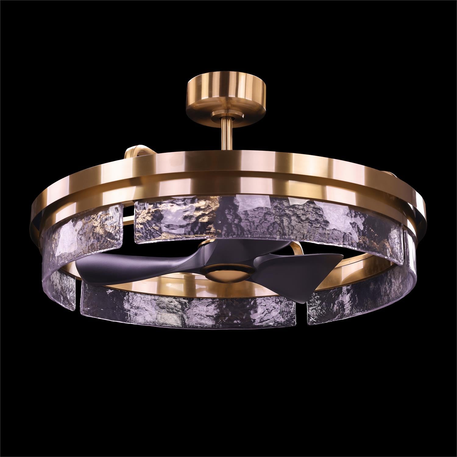 Sinclair Chandelier with Fan, Brass