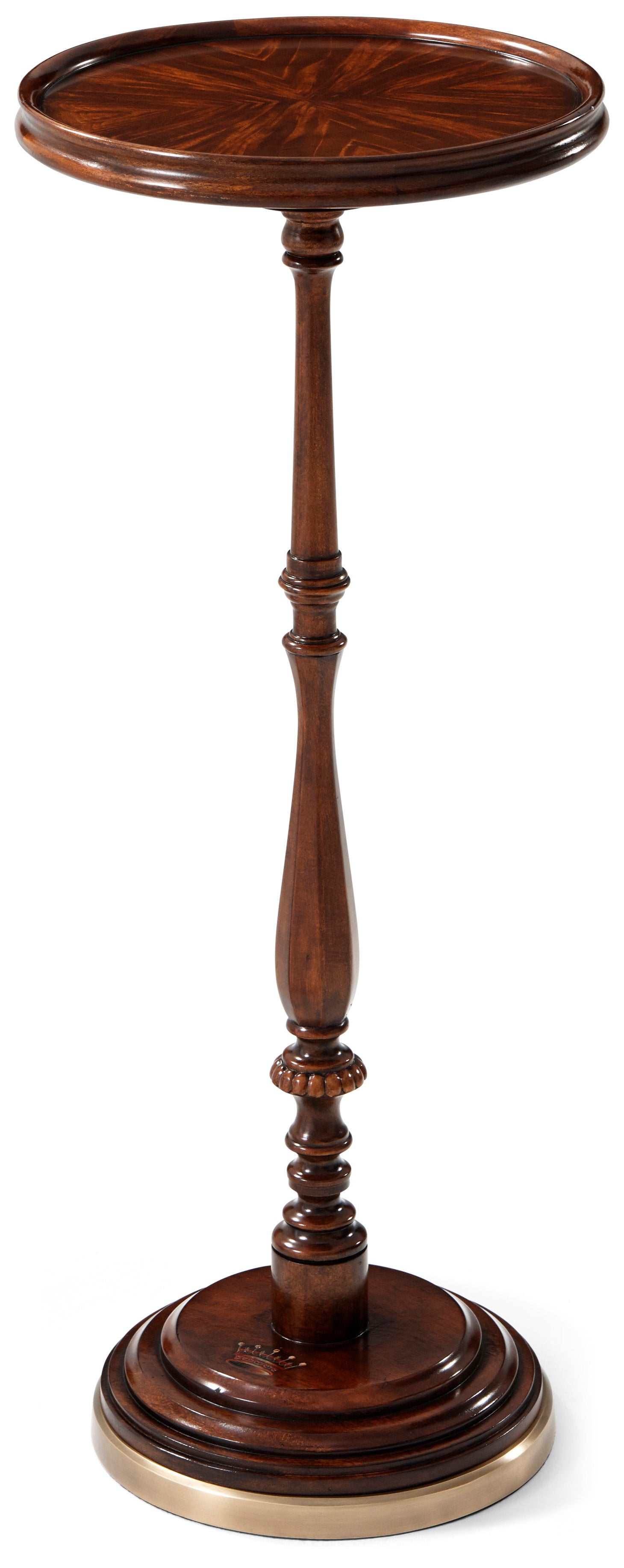Sunderland Candle Stand Accent Table in Flame Figured Veneer, Mahogany - Theodore Alexander