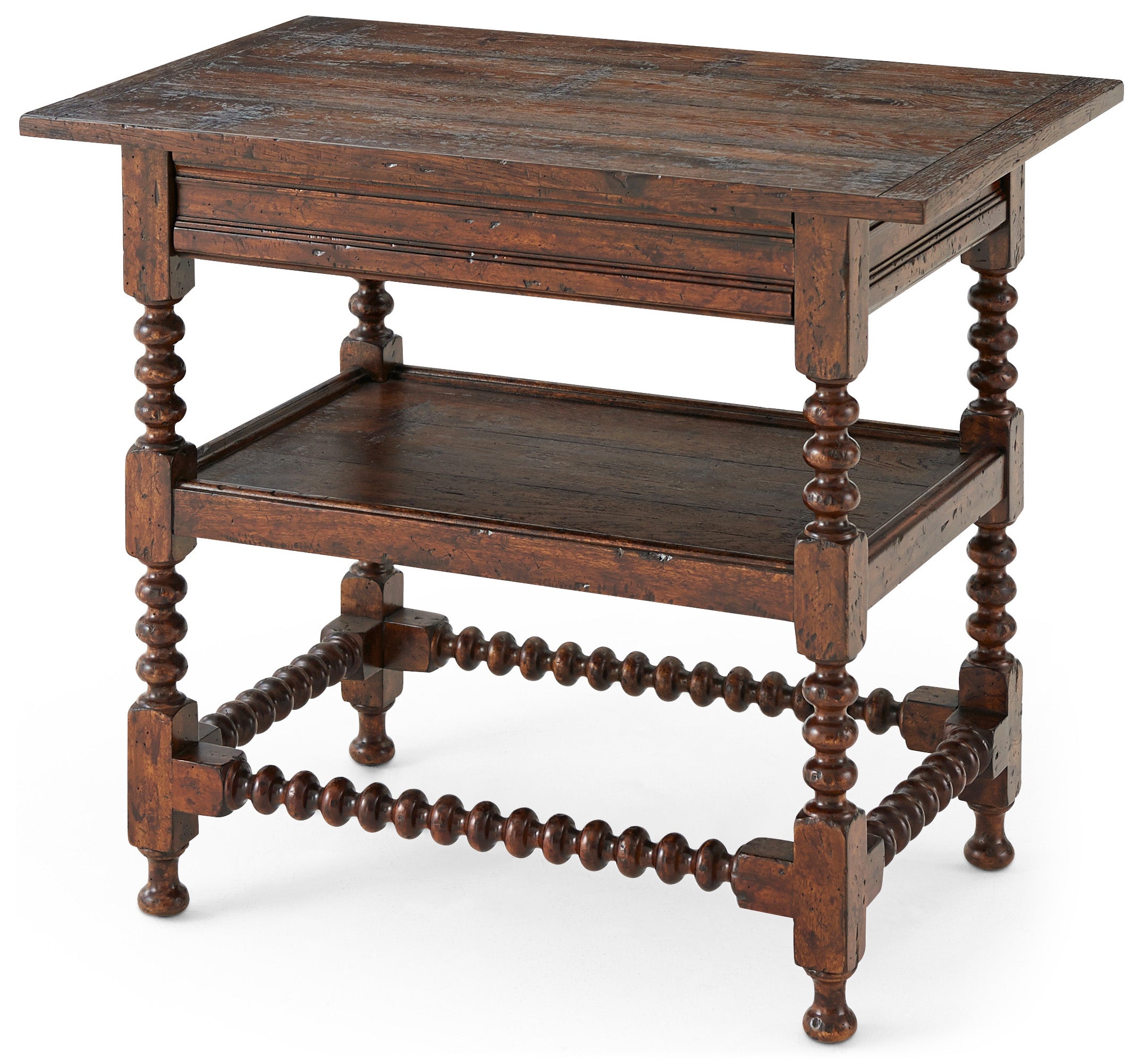 Silas' Side Table in Mahogany Wood, Oak Veneer - Theodore Alexander