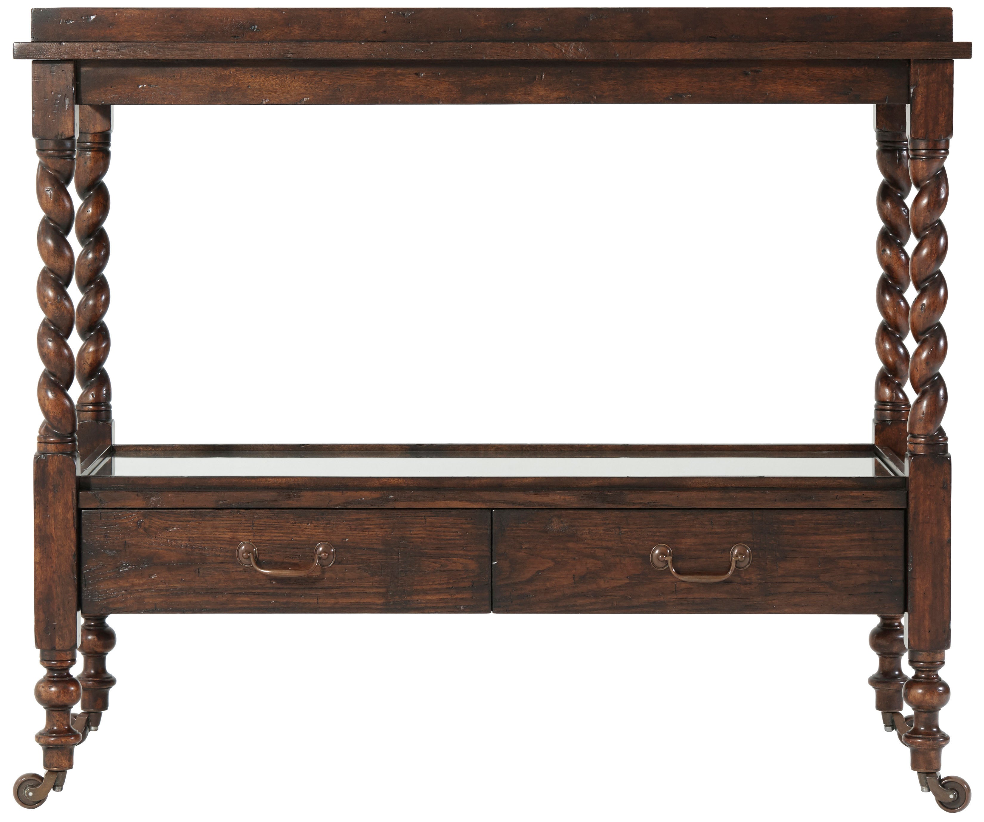 Silas' Serving Table in Mahogany Wood, Oak Veneer, Brass - Theodore Alexander
