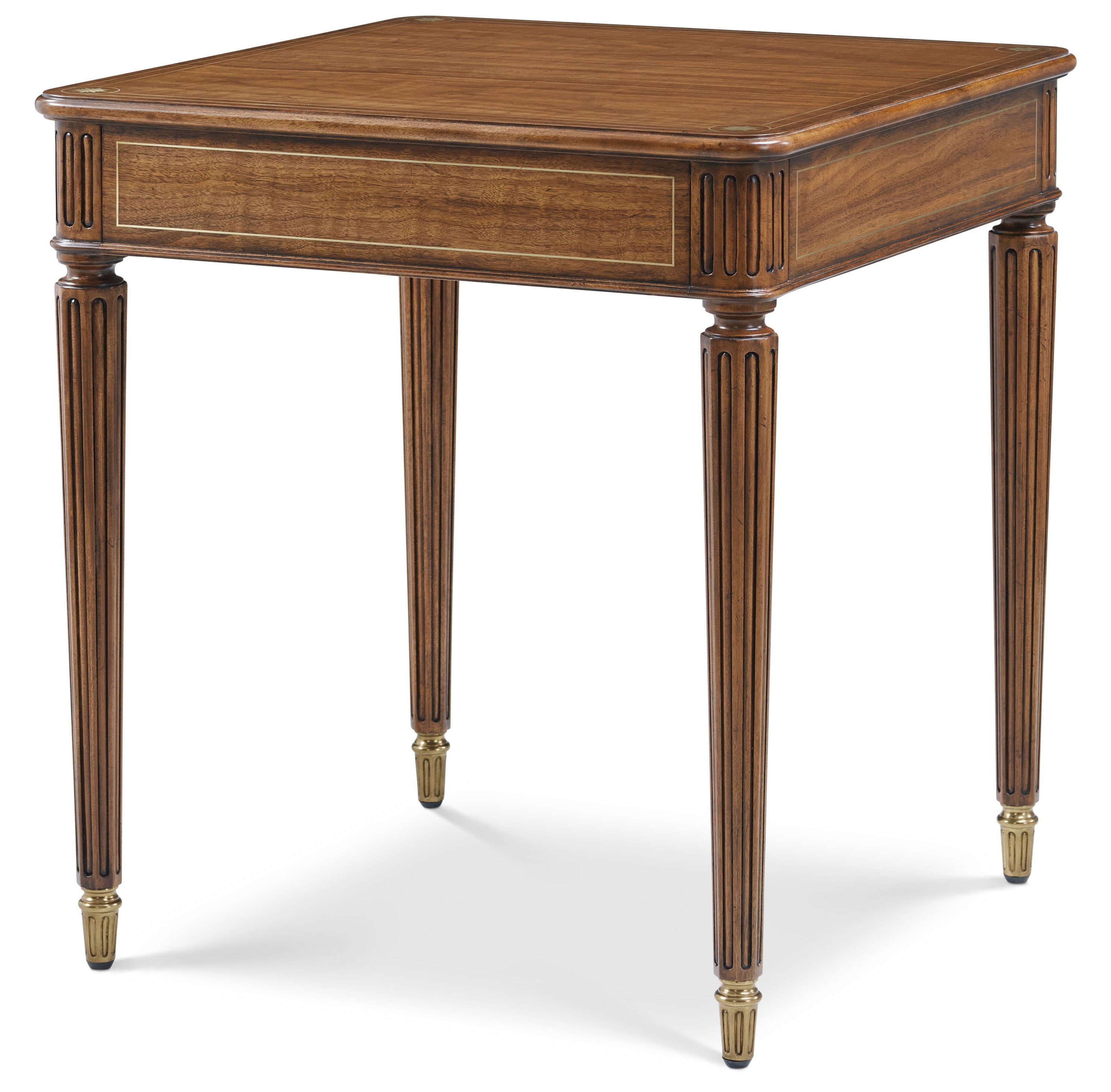 Whilton Side Table in Khaya, Veneer, Brass - Theodore Alexander