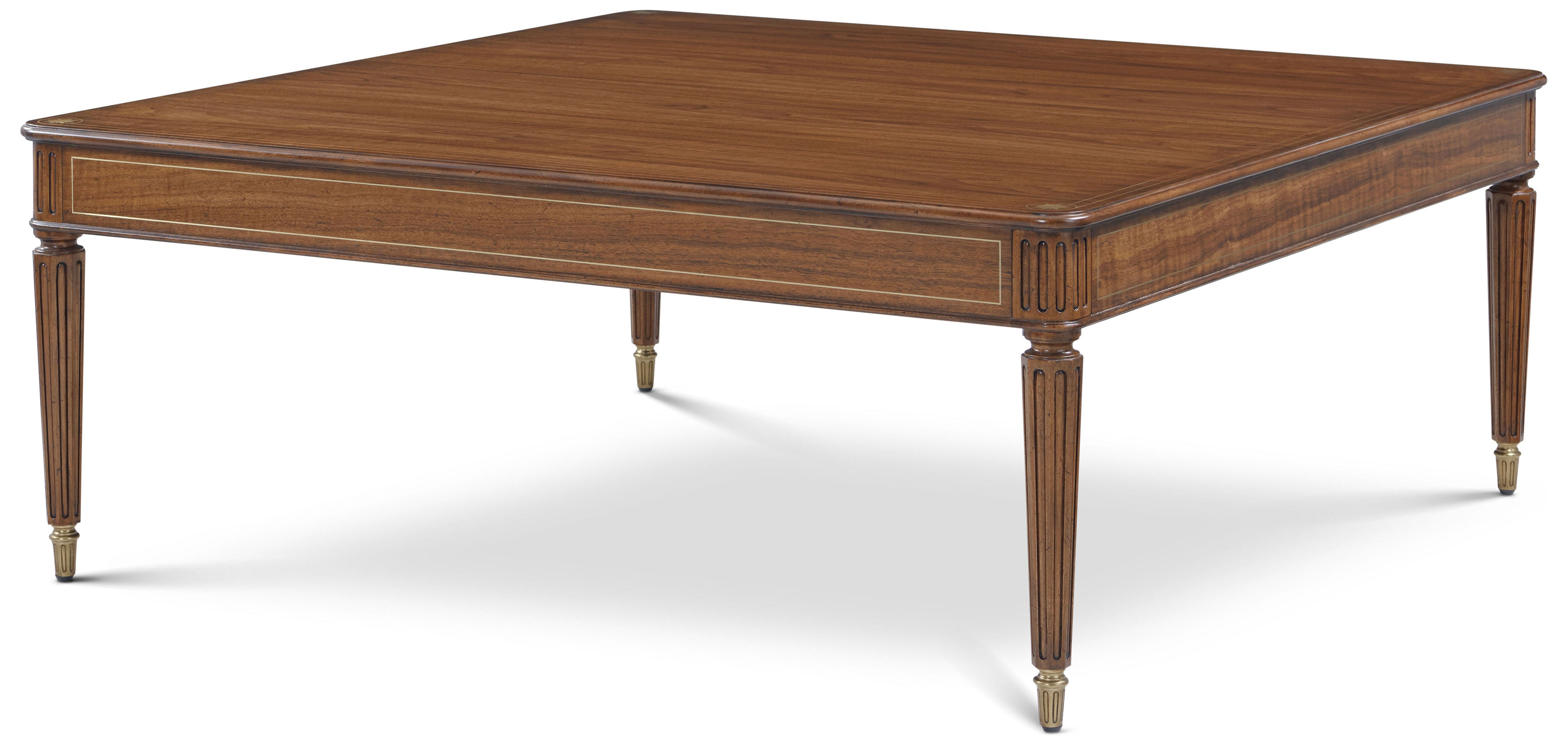 Whilton Square Cocktail Table in Khaya, Veneer, Brass - Theodore Alexander