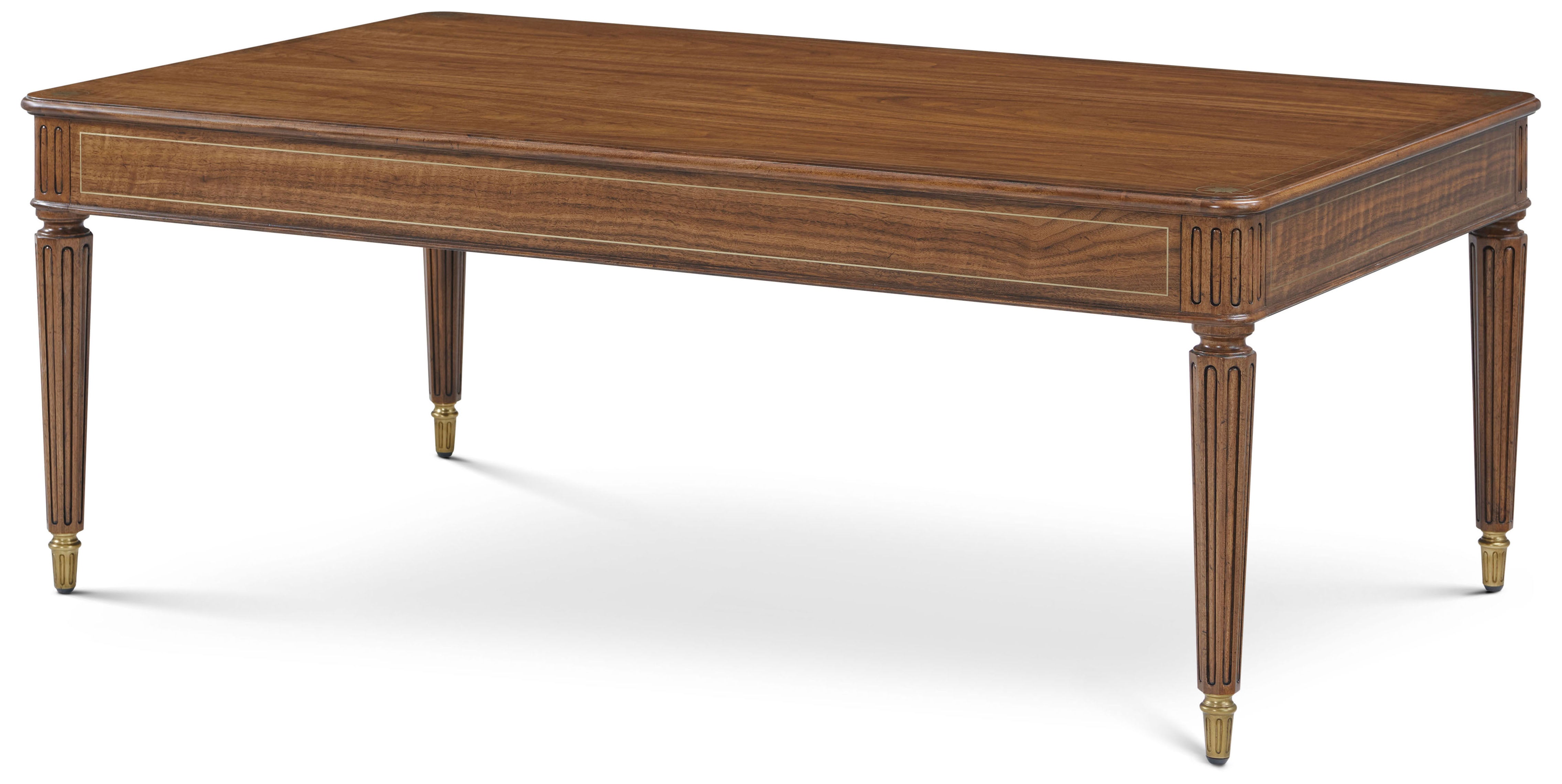 Whilton Rectangular Cocktail Table in Khaya, Veneer, Brass - Theodore Alexander
