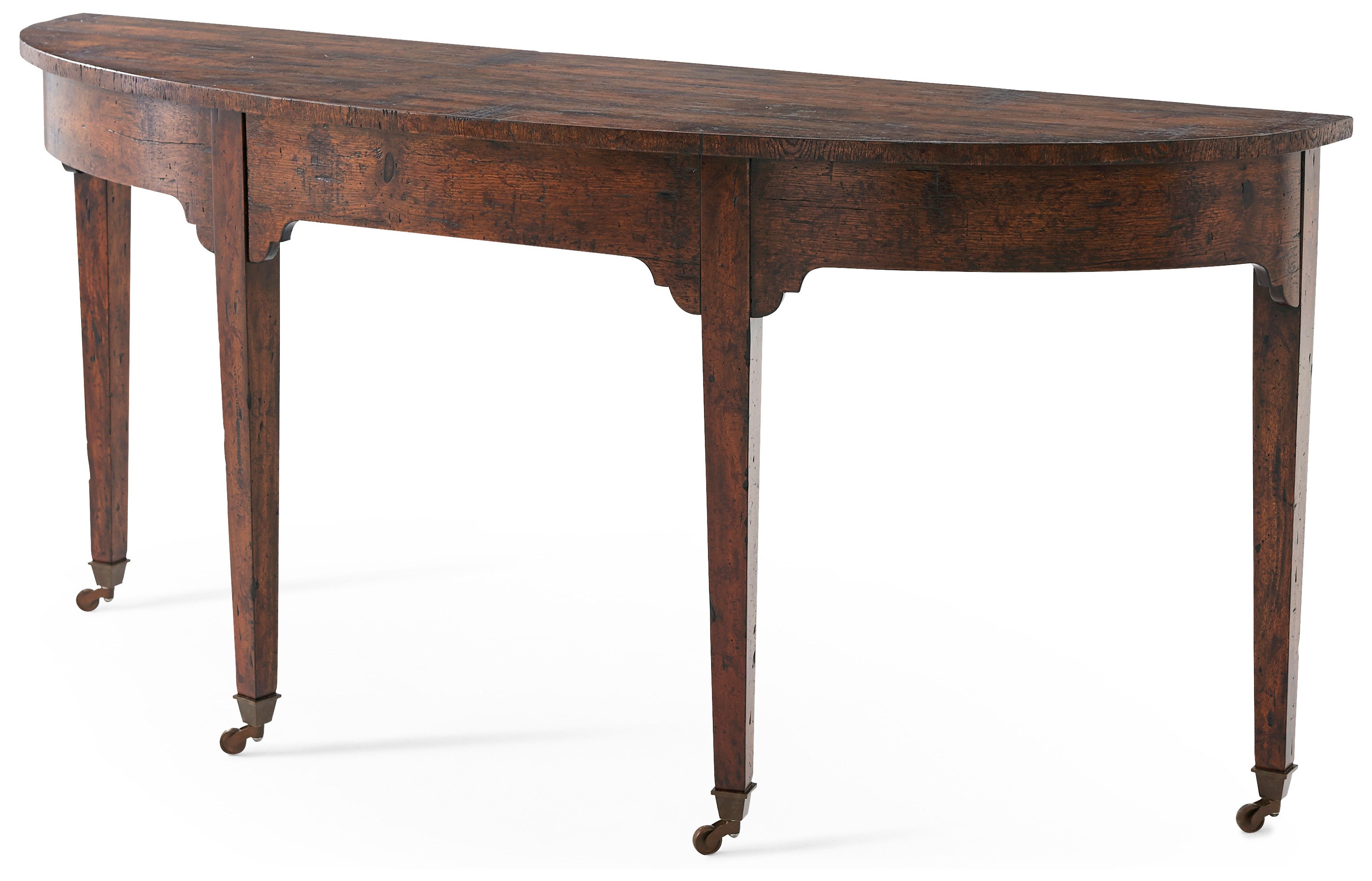 West Gate Console Table in Mahogany Wood, Oak Veneer, Brass - Theodore Alexander