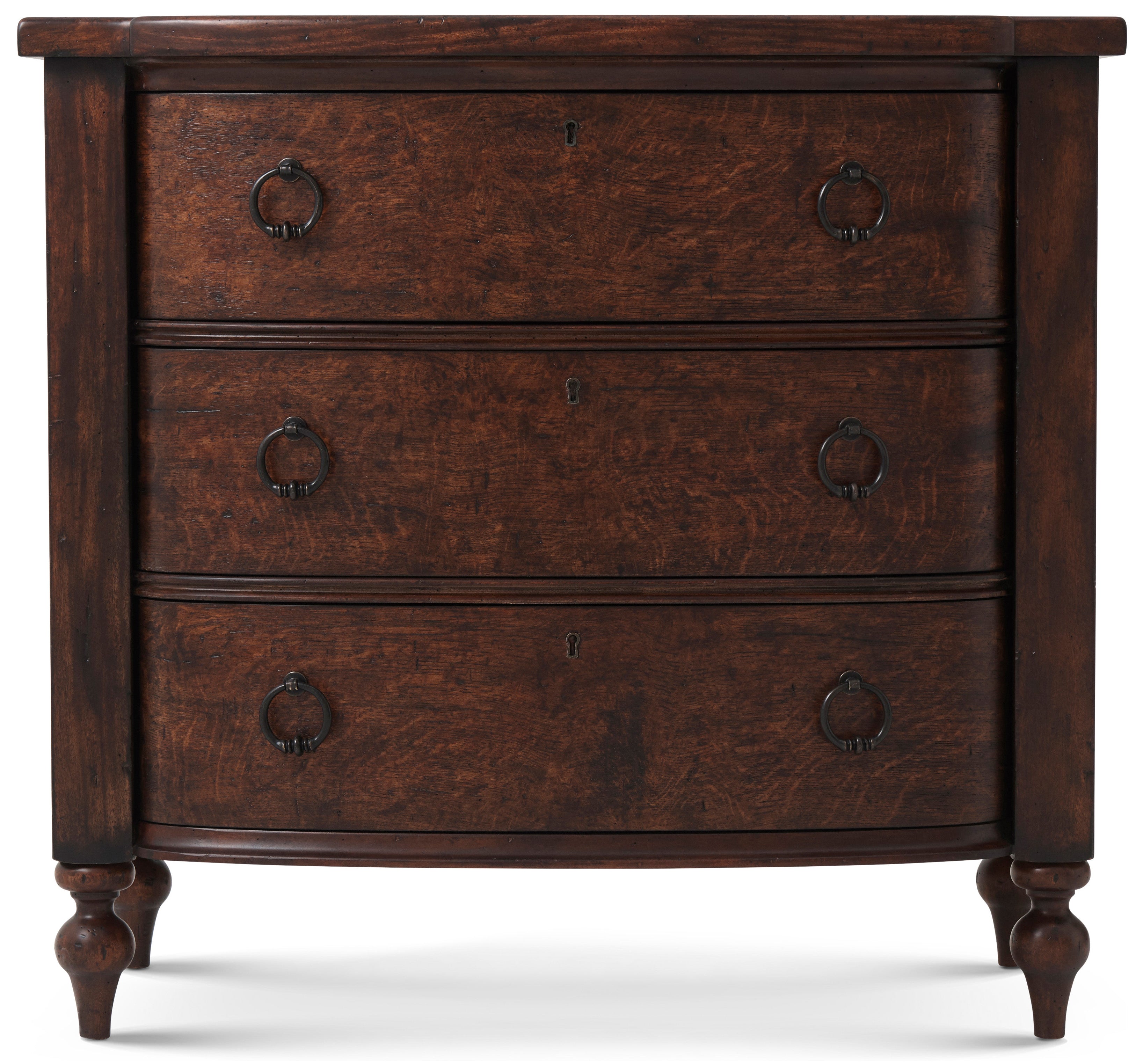 Naseby Nightstand in Khaya Wood, Oak Veneer, Brass - Theodore Alexander