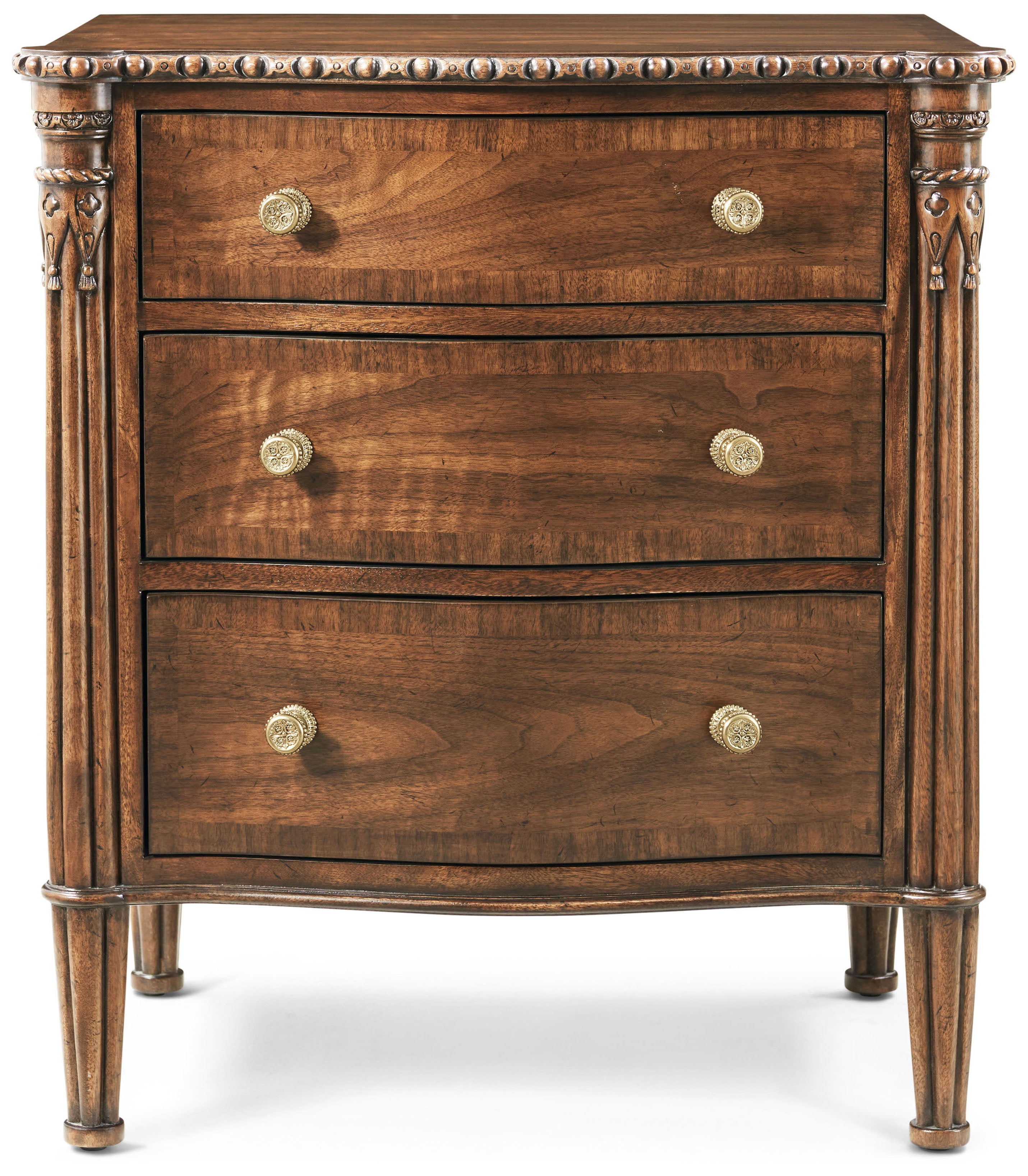 Cloverlea Small Nightstand in Khaya, Veneer, Brass - Theodore Alexander