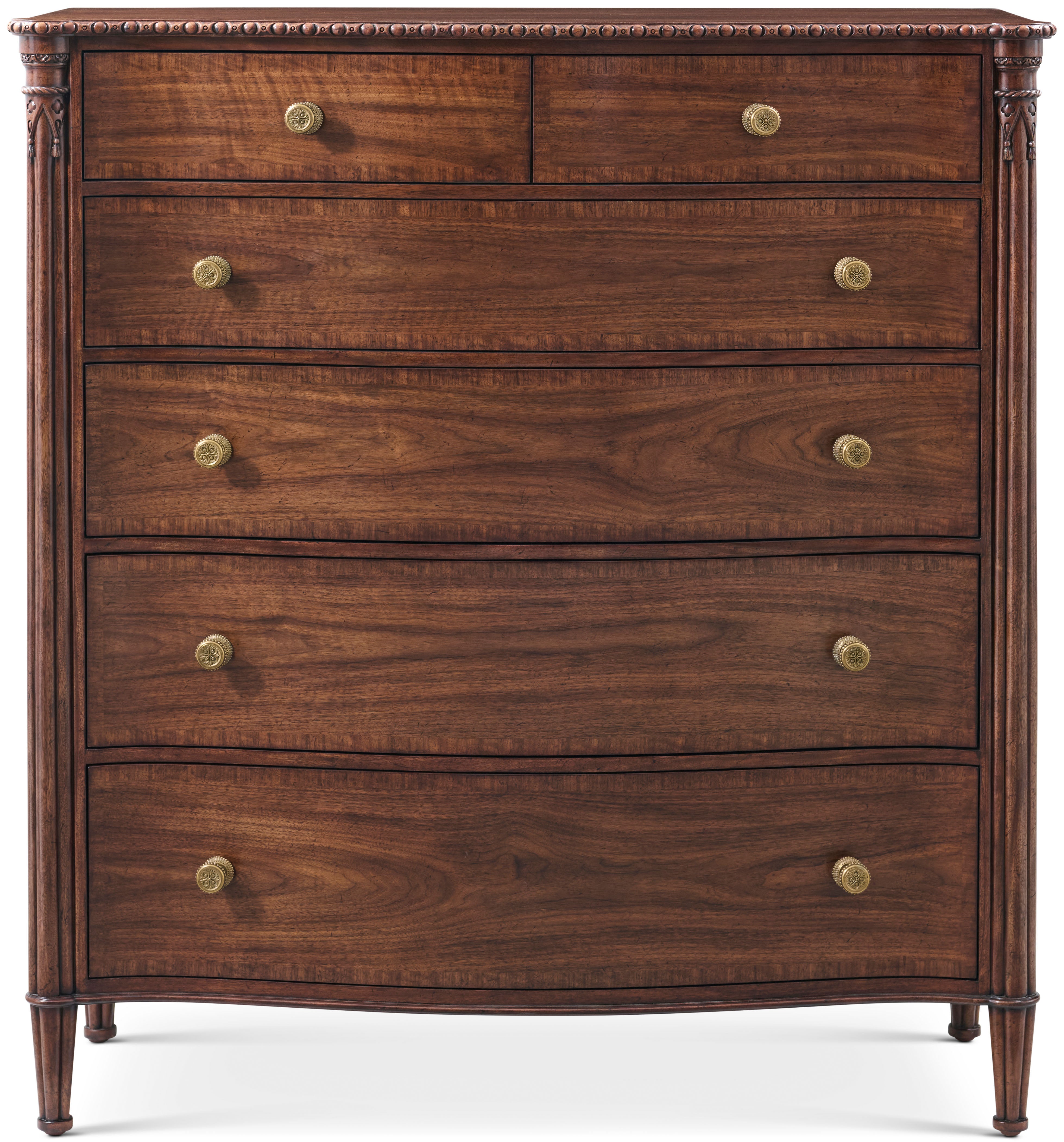 Bircham Chest of Drawers in Khaya Wood, Khaya Veneer, Brass - Theodore Alexander