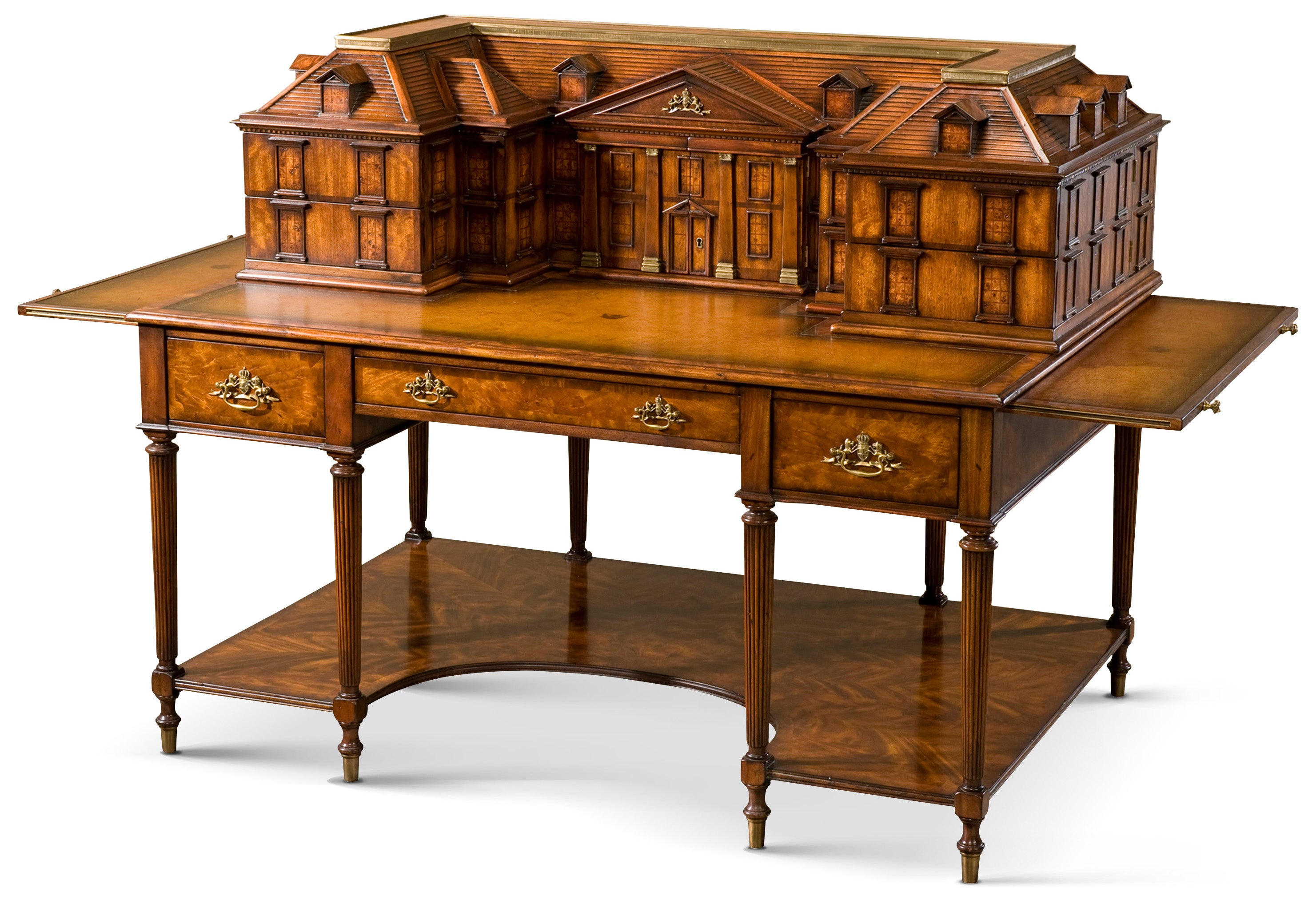 The Althorp House Desk in Flame Mahogany Veneer, Mahogany, Leather - Theodore Alexander