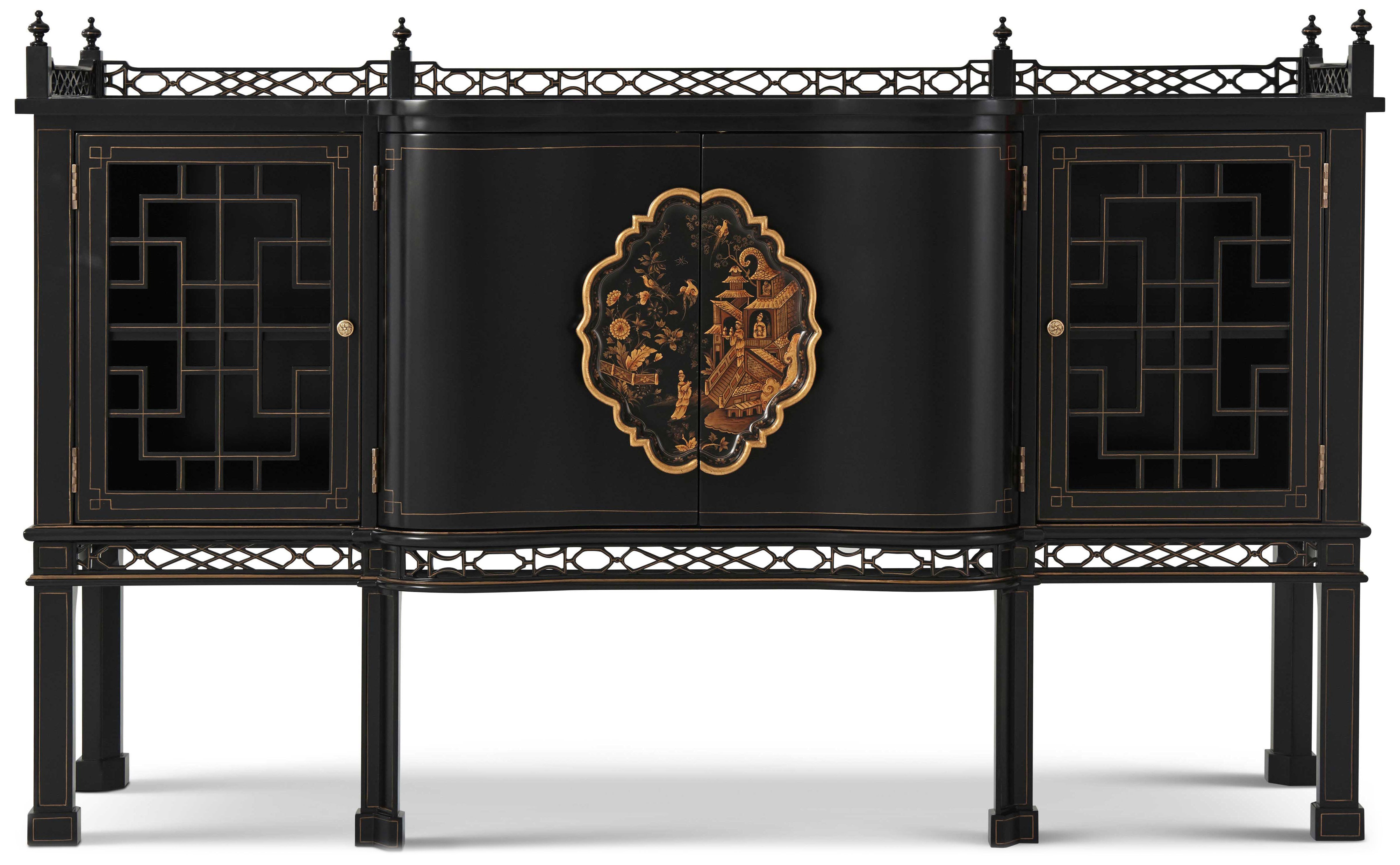 Medallion Sideboard in Mahogany, Brass - Theodore Alexander