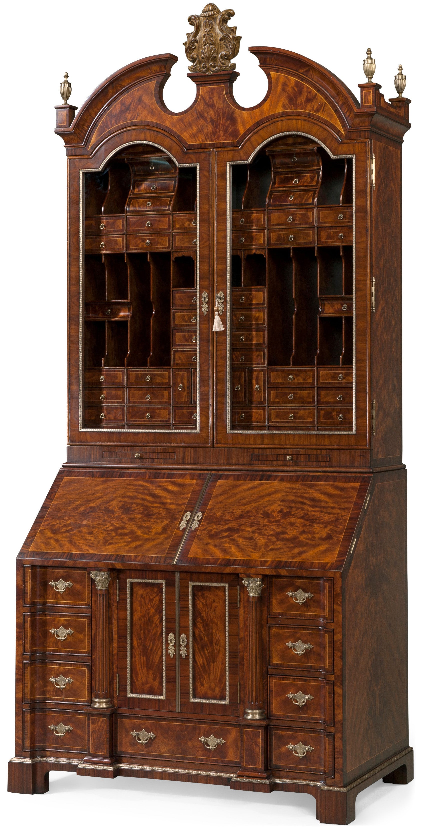The Althorp Secretary Bookcase / Cabinet in Flame Figured Veneer, Morado Veneer - Theodore Alexander