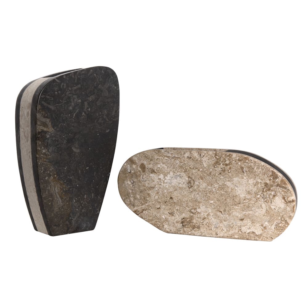 Zola Vase, Set of 2 in Black and White Marble — Noir Furniture