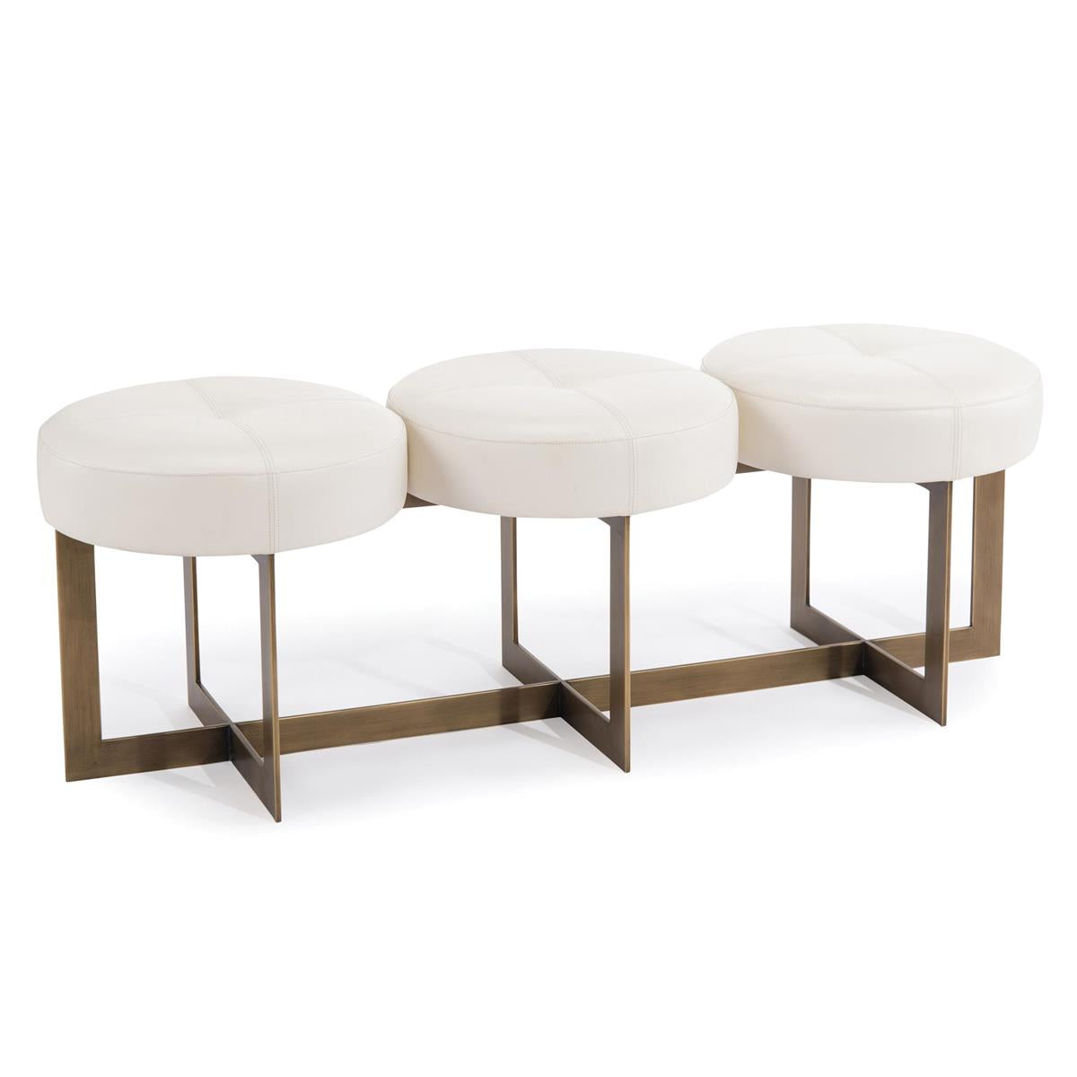 White Leather Button Bench – Art by John Richard | Sutter & Vale