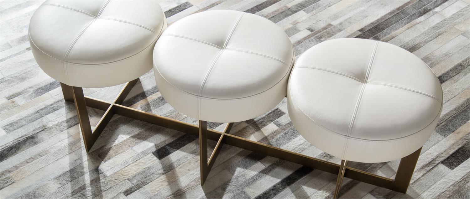 White Leather Button Bench