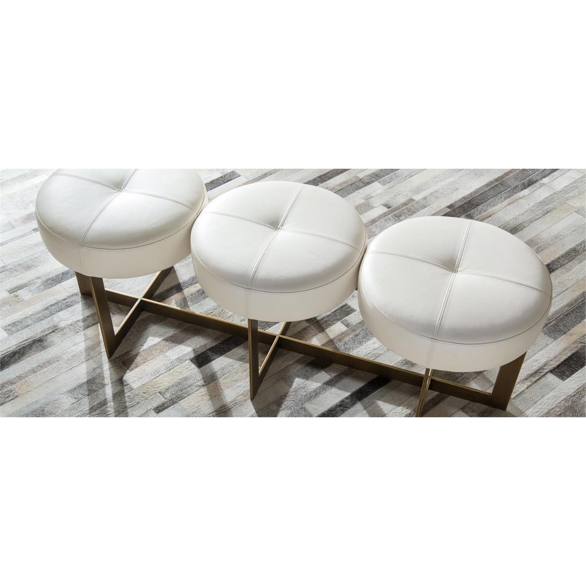 White Leather Button Bench – Art by John Richard | Sutter & Vale