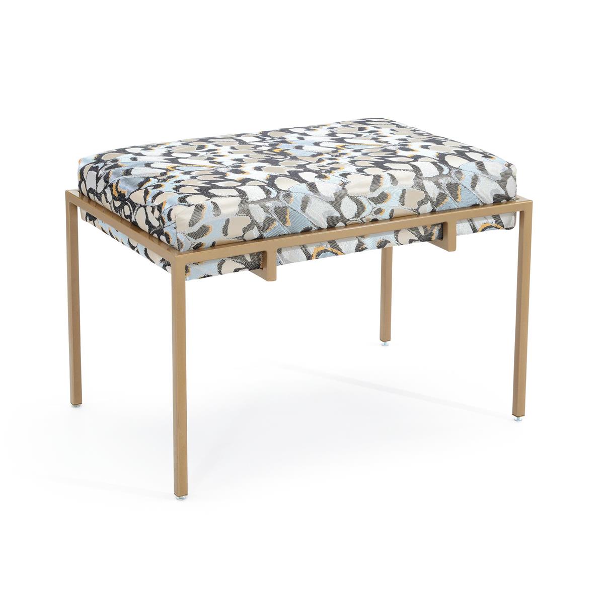 METAL GOLD UPHOLSTERED BENCH – Art by John Richard | Sutter & Vale