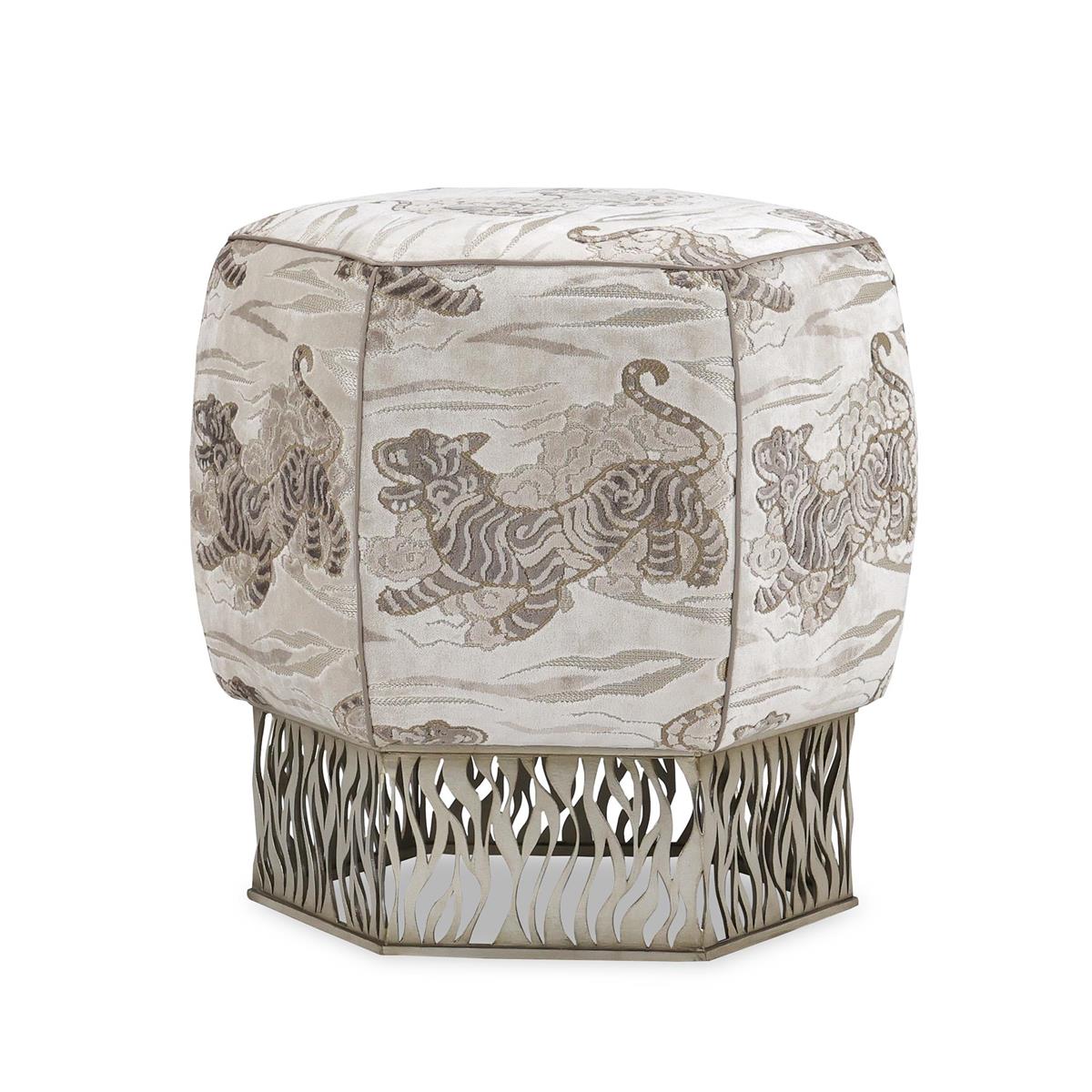 Honeycomb Ottoman, Silver - 5022 by John Richard | Sutter & Vale