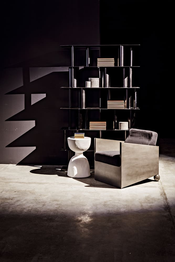 Hourglass Stool, White Fiber Cement – Benches by Noir Furniture | Sutter & Vale