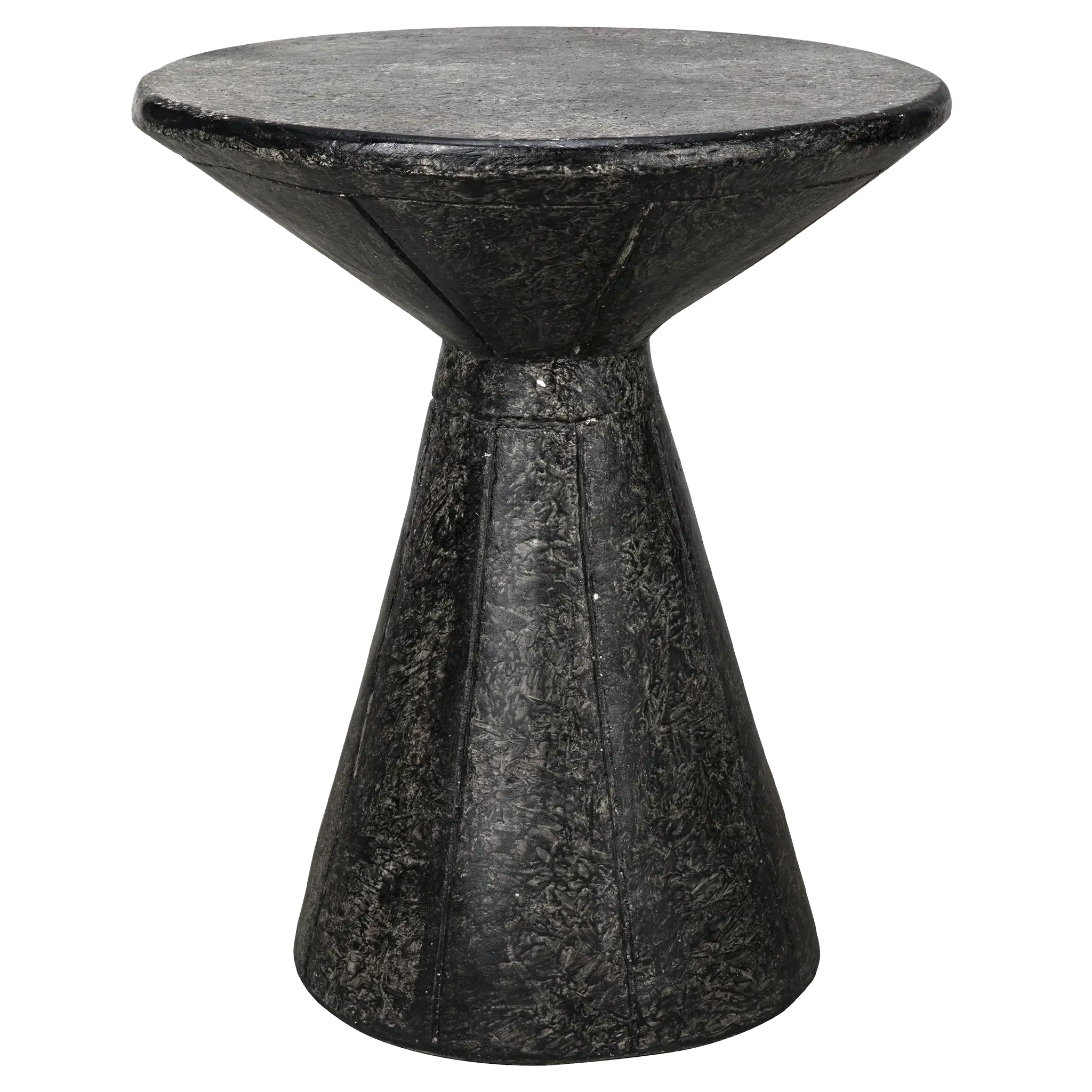 Pedestal Side Table, Black Fiber Cement in Black — Noir Furniture