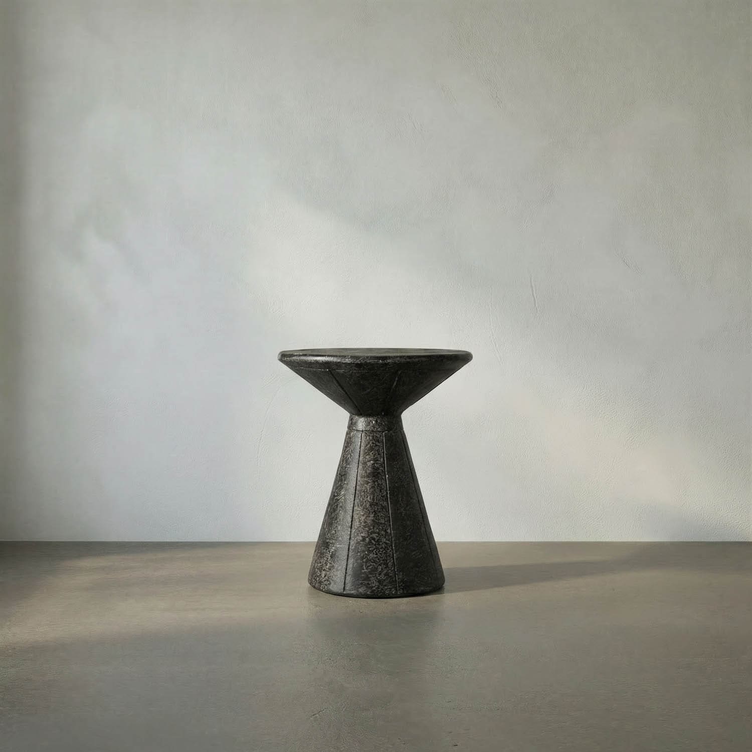 Pedestal Side Table, Black Fiber Cement