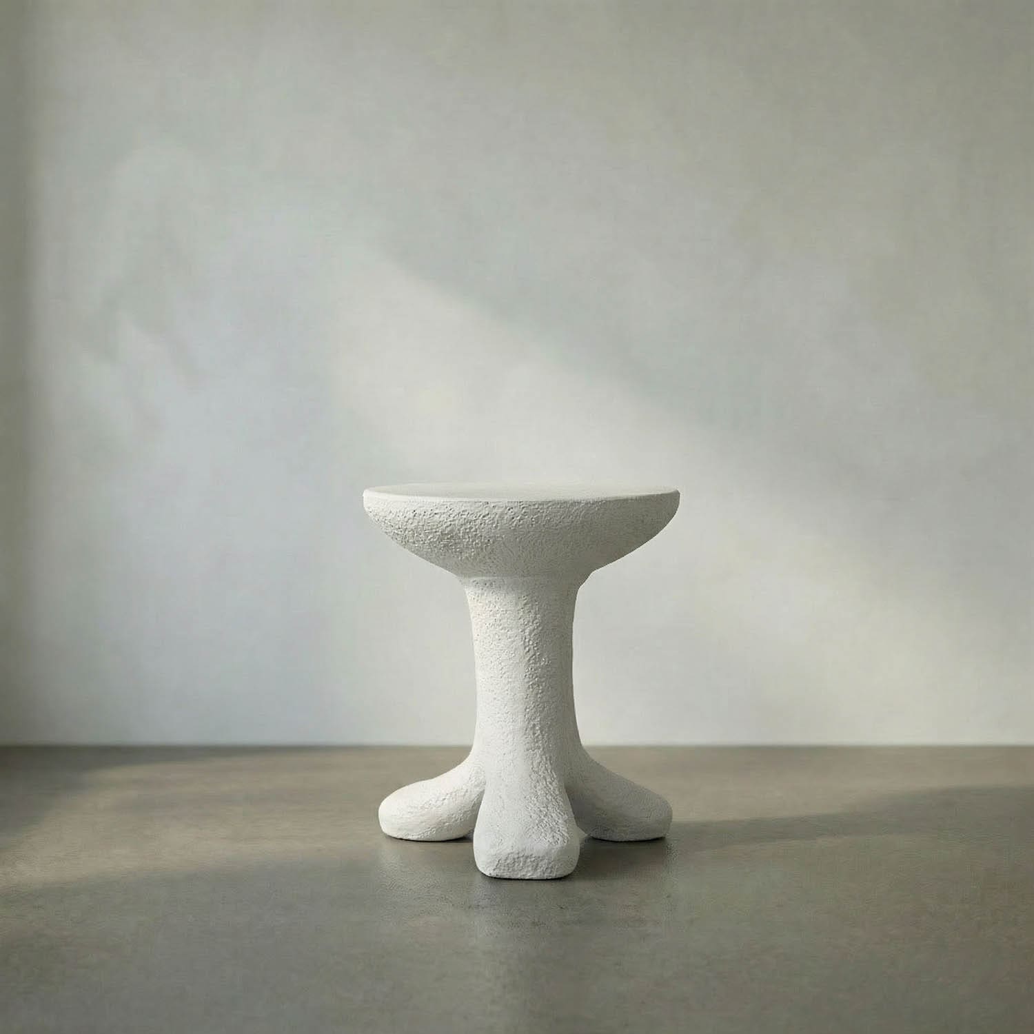 Laramy Side Table, White Fiber Cement