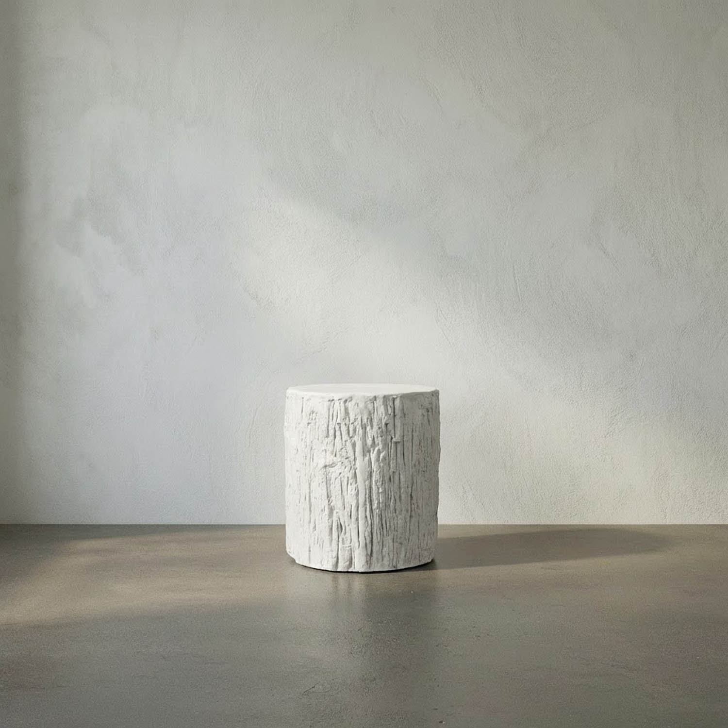 Trunk Side Table, White Fiber Cement
