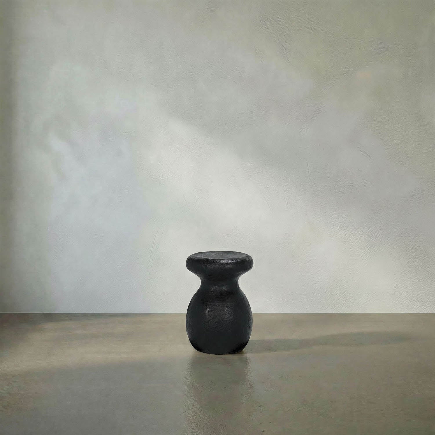 Samson Stool/Side Table, Black Burnt Fiber Cement by Noir
