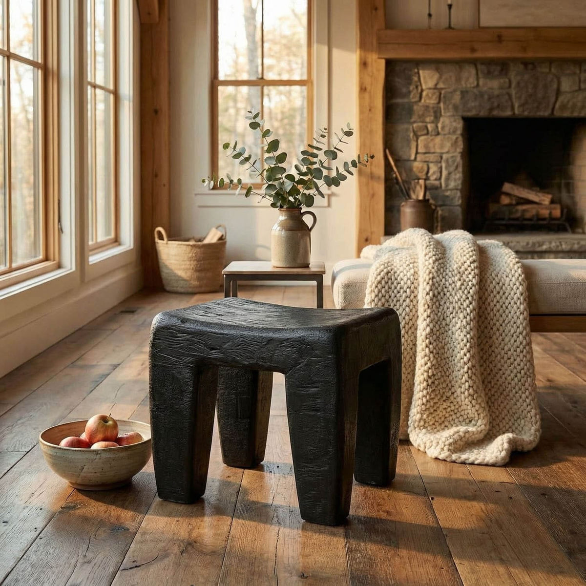 Sumo Stool, Black Burnt