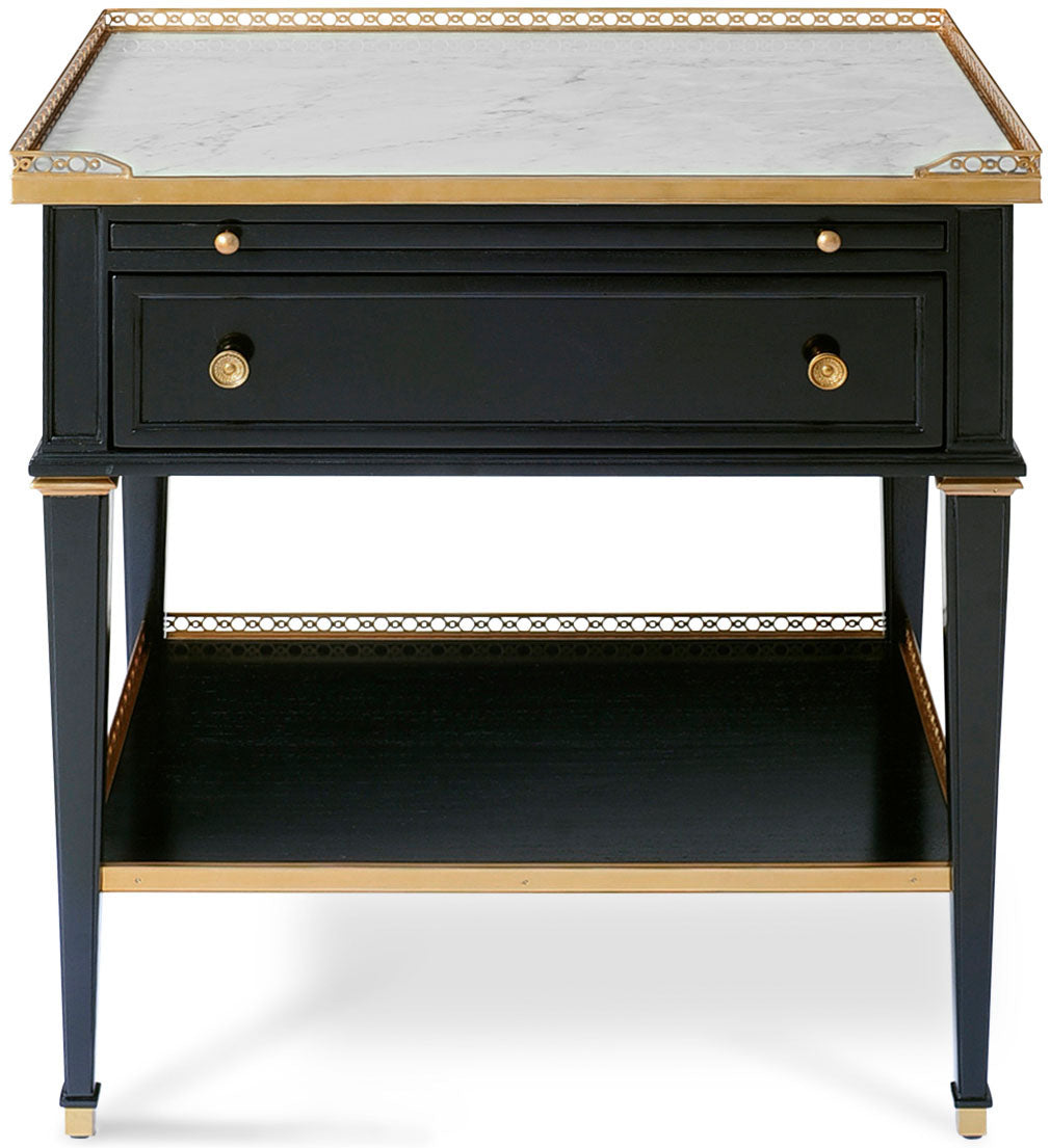 Matilde Nightstand in Mahogany Veneer, Mahogany, Marble - Theodore Alexander