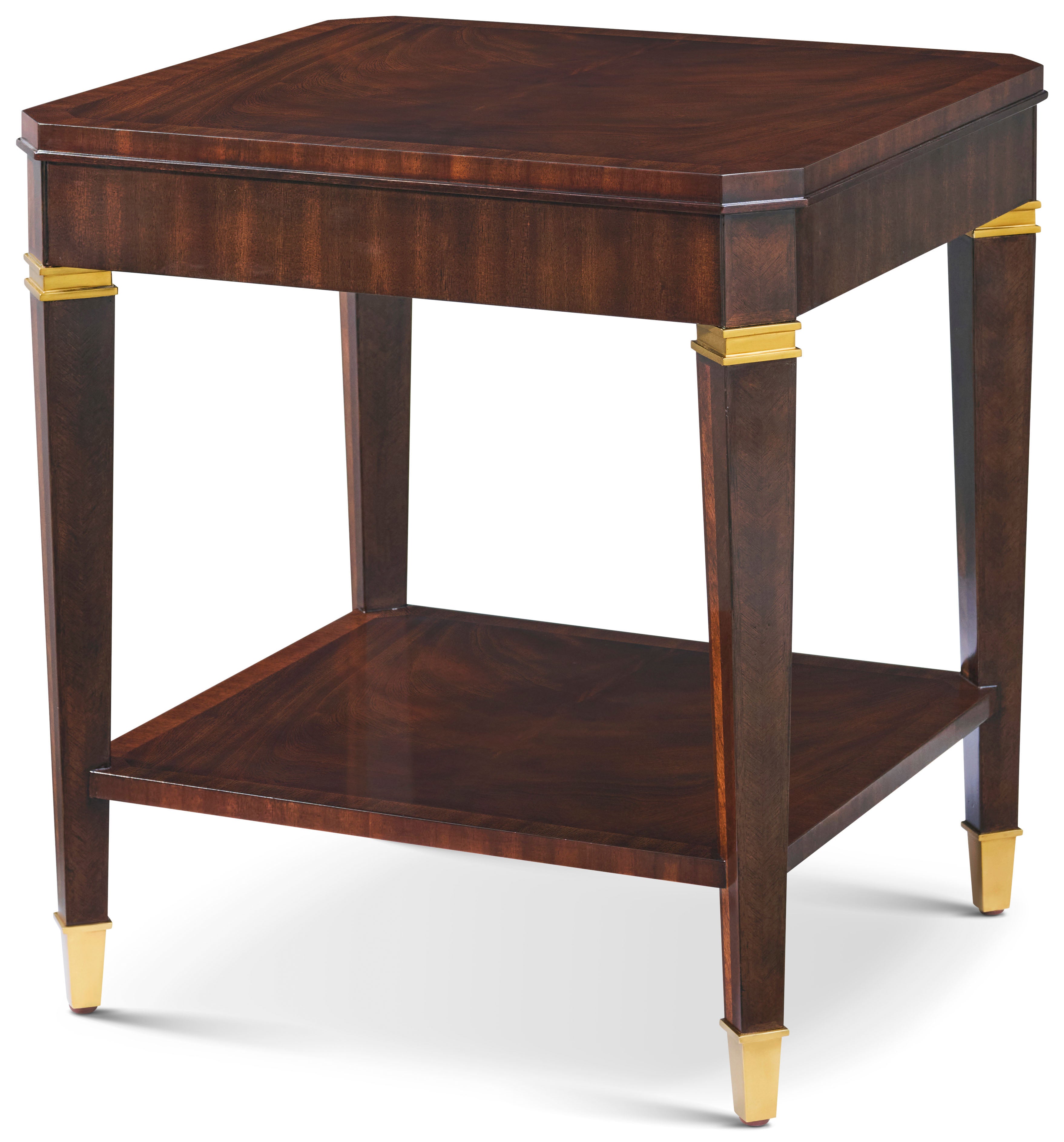 Hardy Side Table in Khaya Wood, Khaya Veneer, Brass - Theodore Alexander
