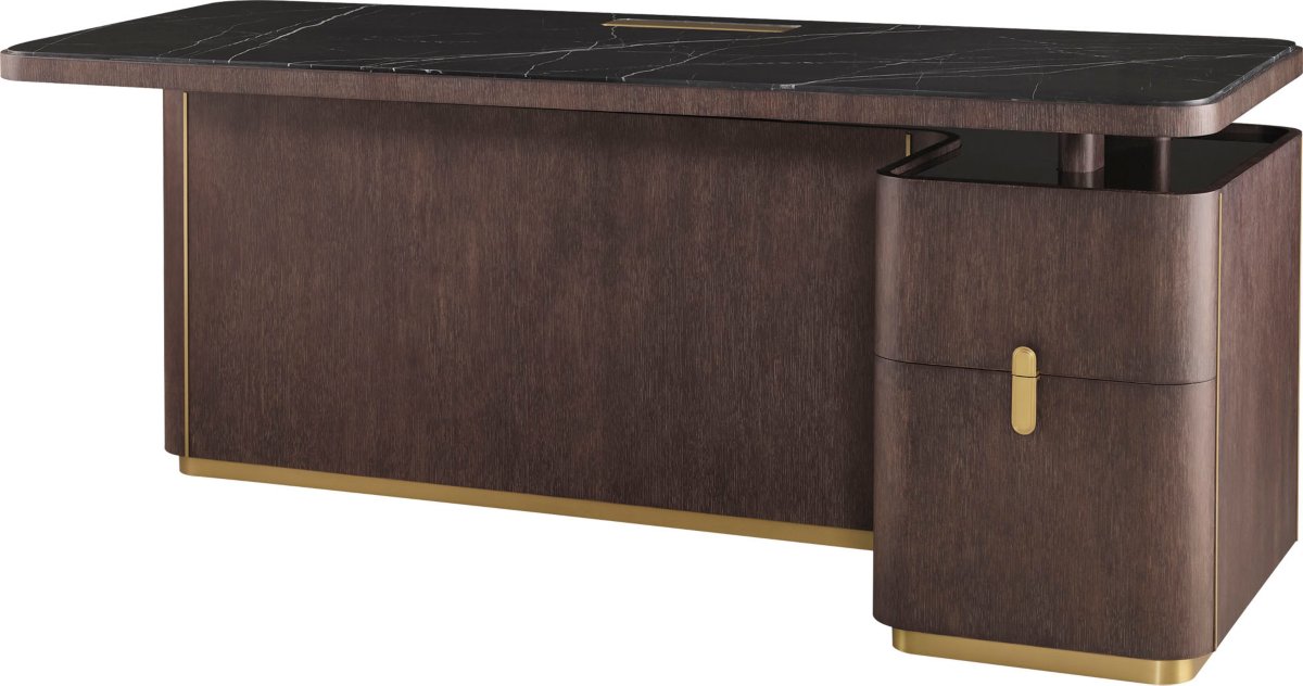 Fixed Height Desk with Marble – Office by Baker Furniture | Sutter & Vale