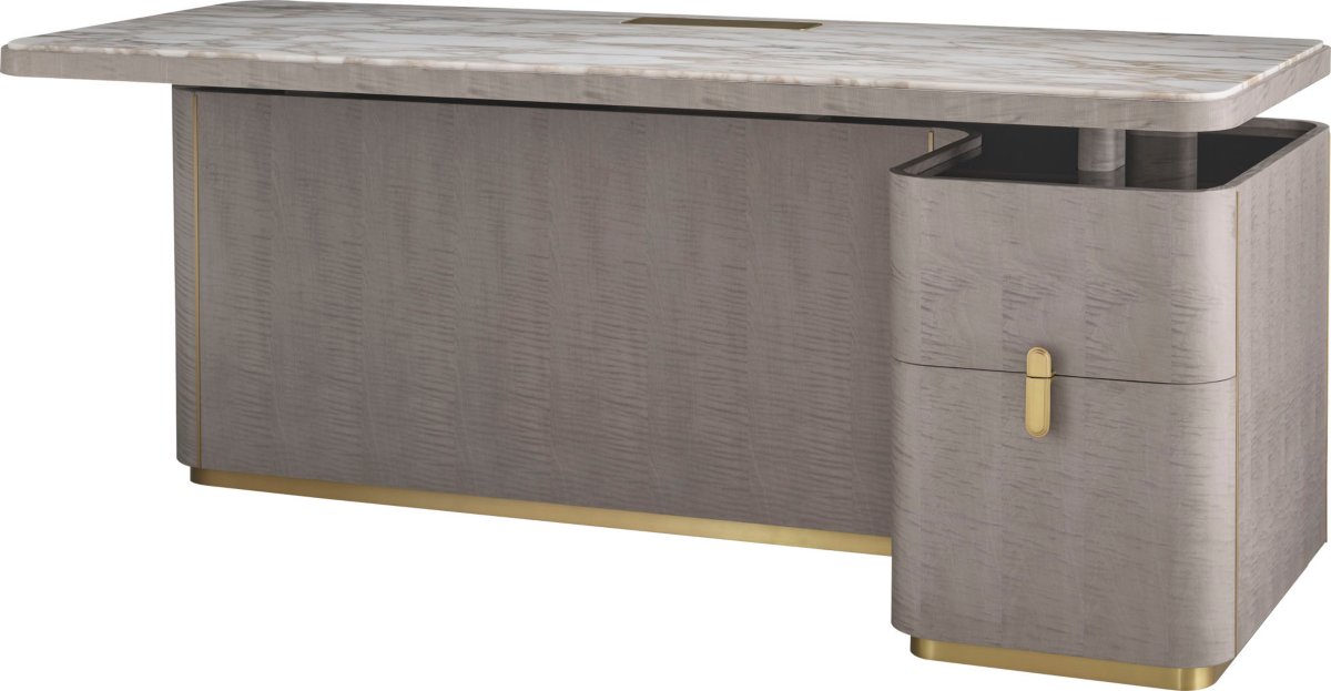 Fixed Height Desk with Marble – Office by Baker Furniture | Sutter & Vale