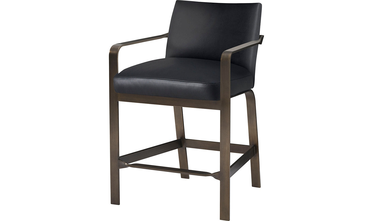 Ezra Counter Stool - Black Leather – Bar & Counter Stools by Baker Furniture | Sutter & Vale