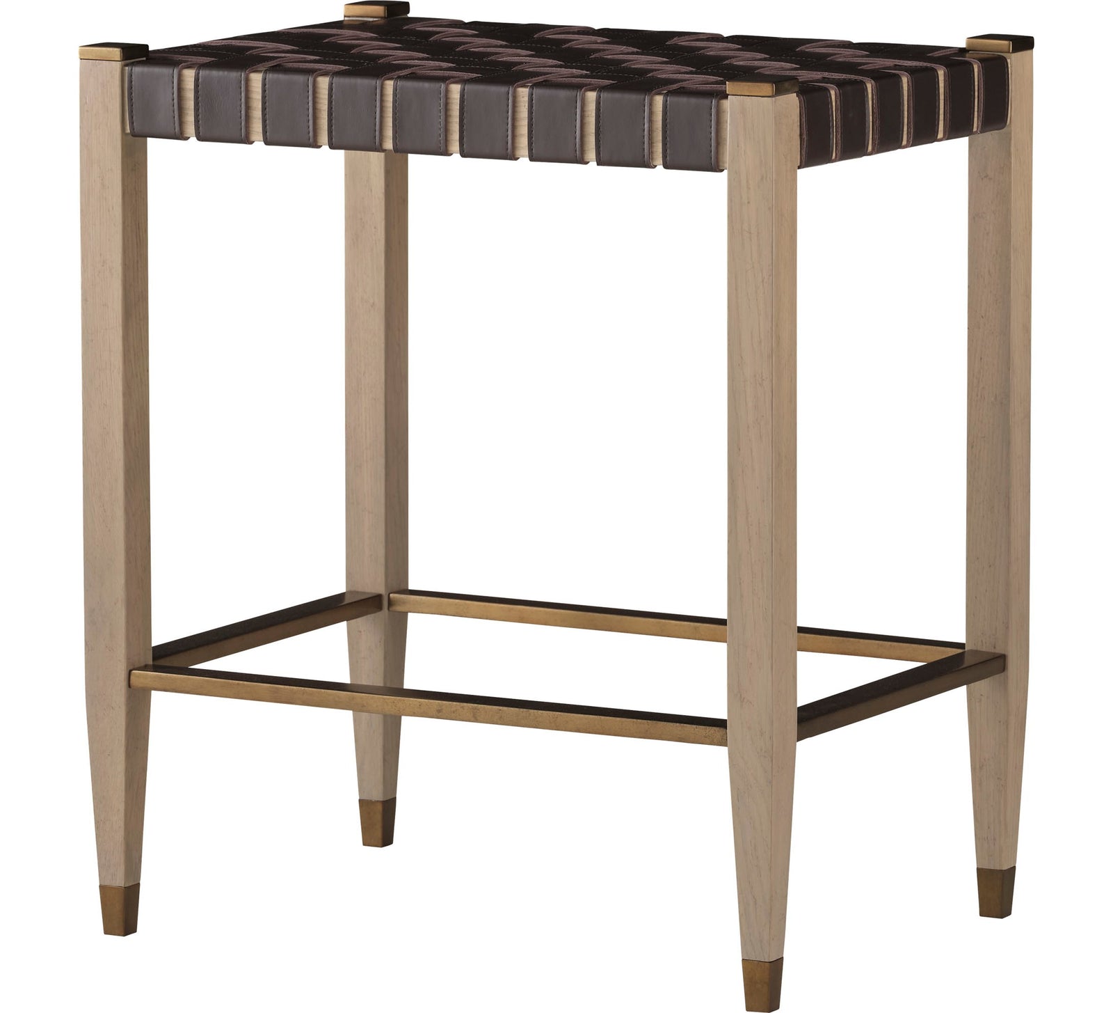 Woven Leather Counter Stool