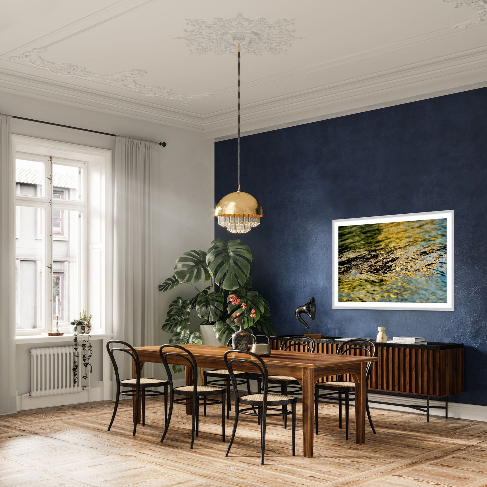 Blue and Gold Tigress 1 in a room