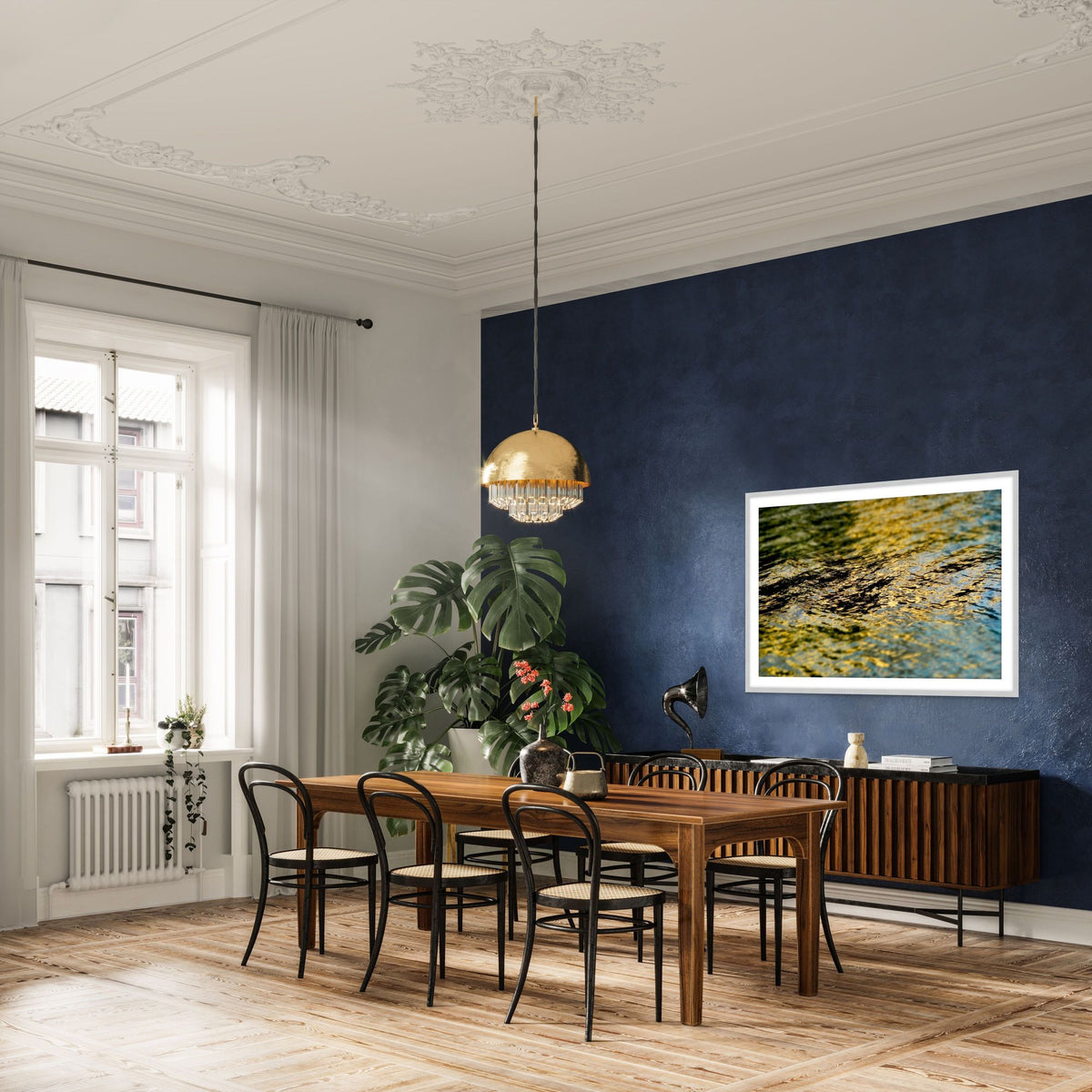 Blue and Gold Tigress 1 in a room