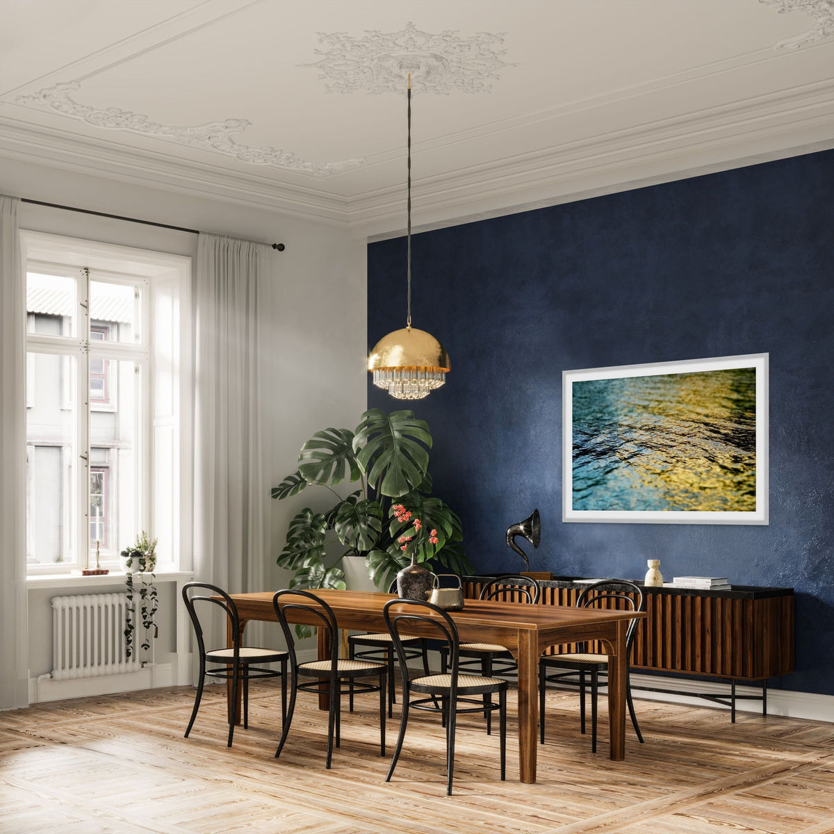 Blue and Gold 1 in a room