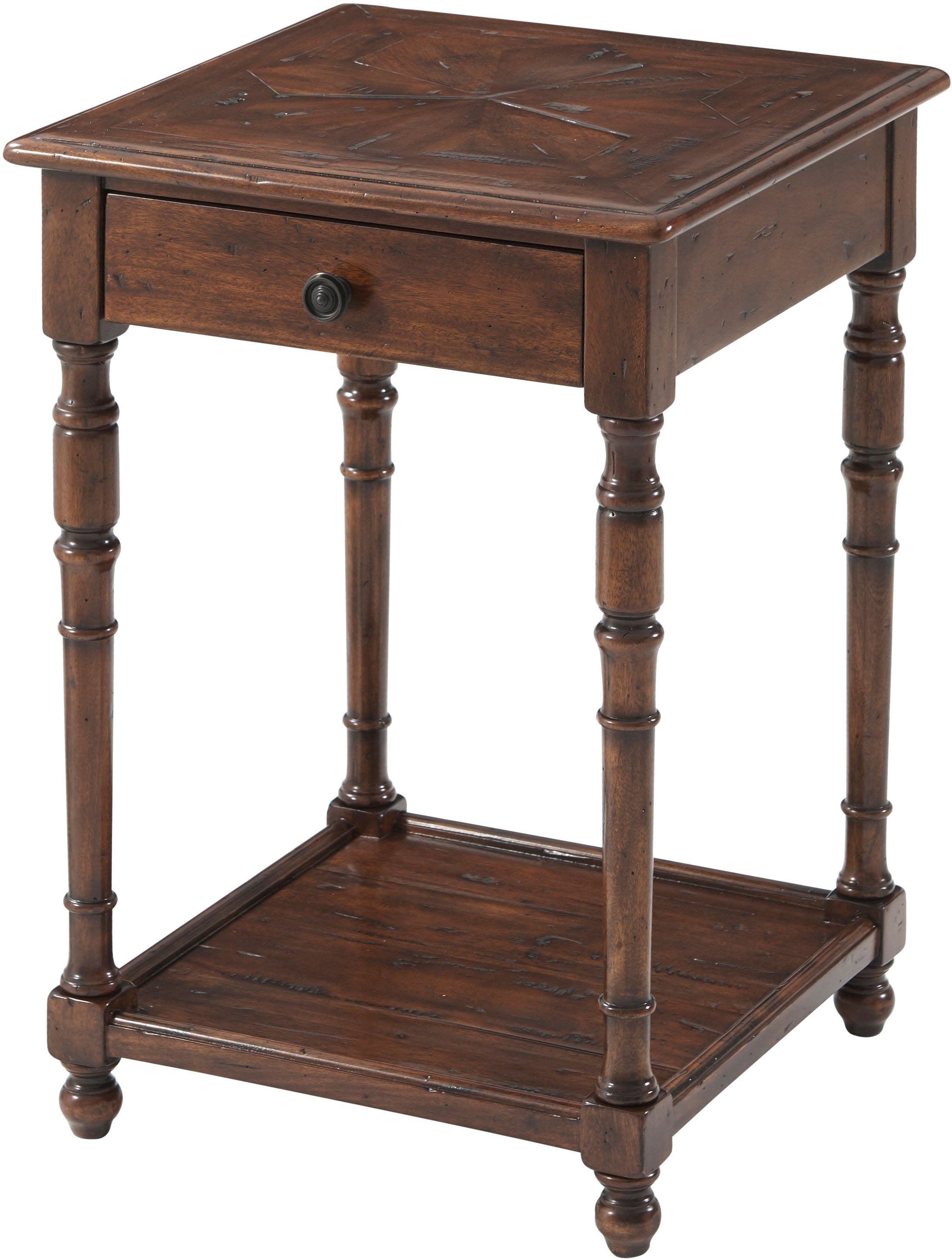 Ida's Side Table in Mahogany Wood, Brass - Theodore Alexander