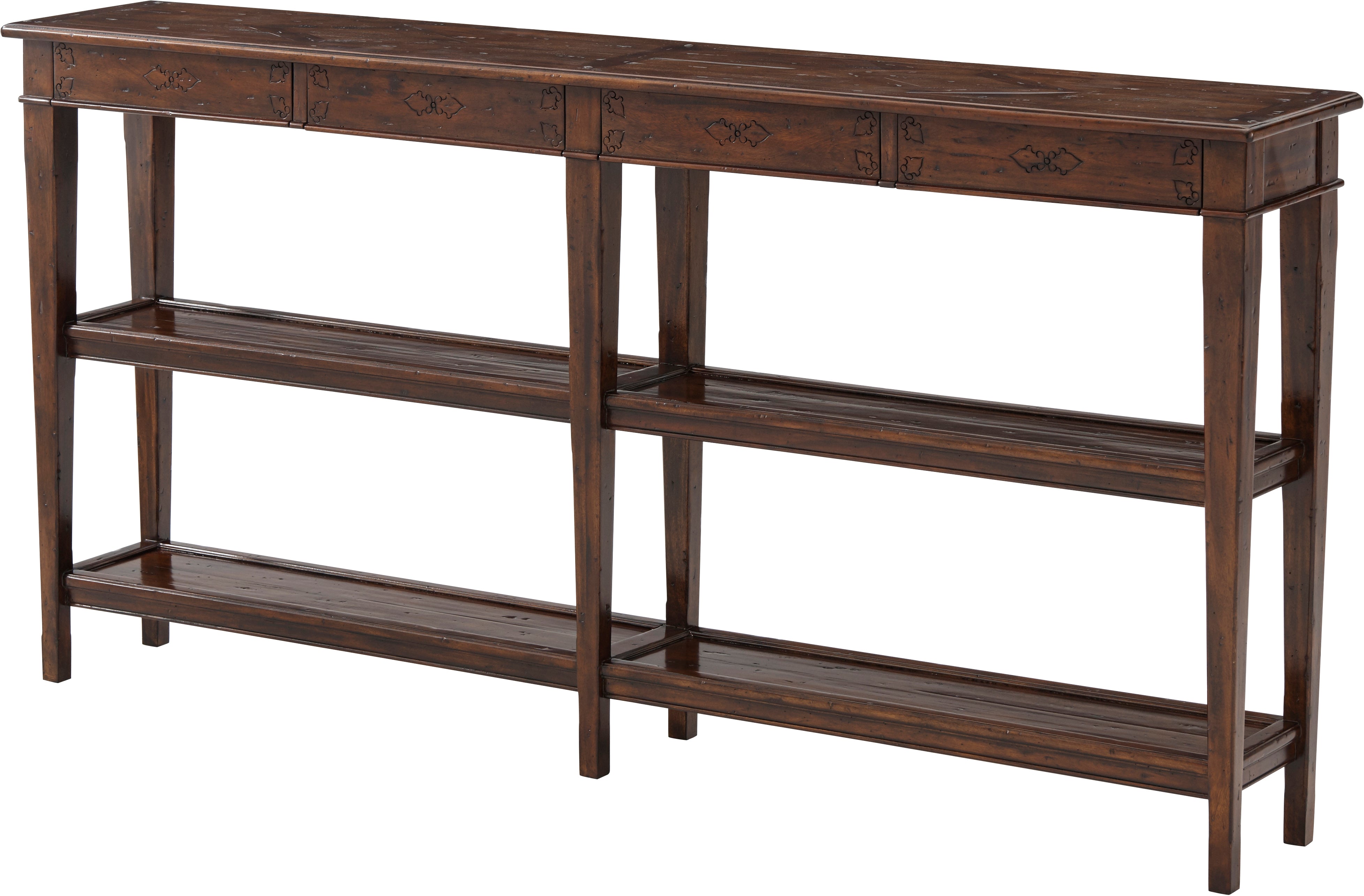 Village Console Table in Mahogany Wood - Theodore Alexander
