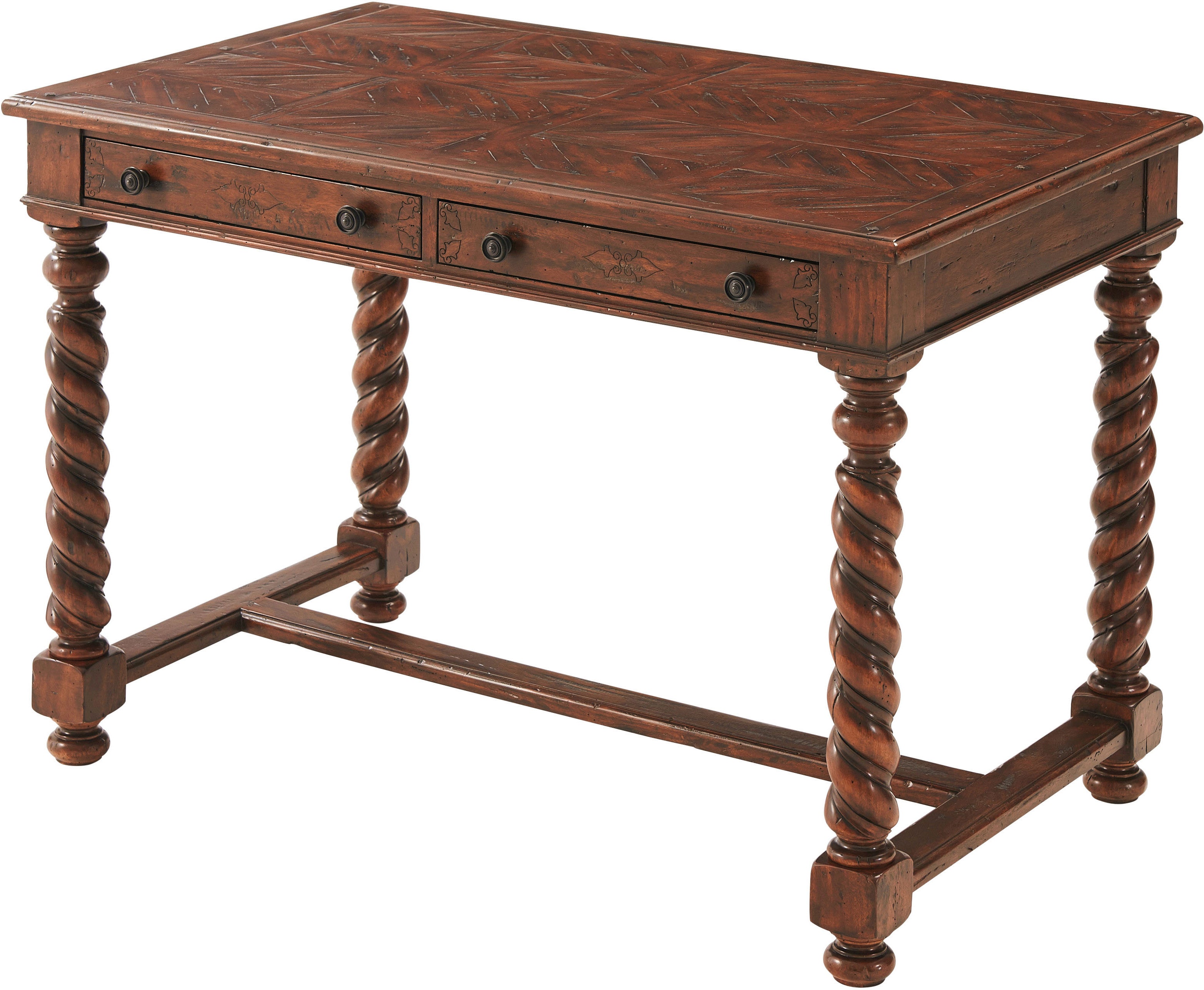 Homestead Writing Table in Mahogany, Brass - Theodore Alexander