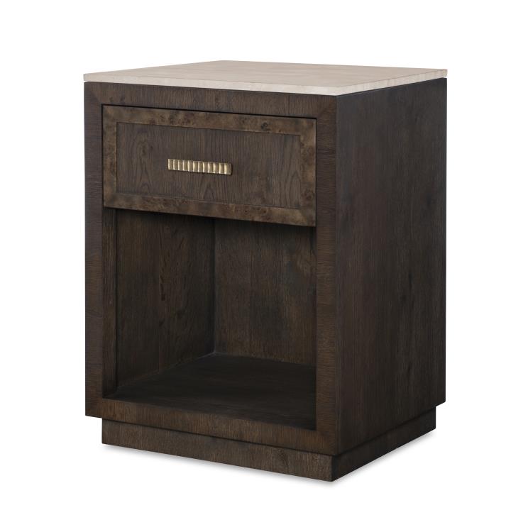 Monterey Single Drawer Nightstand W/Travertine - Hawthorne Dark – Nightstands by Century Furniture | Sutter & Vale