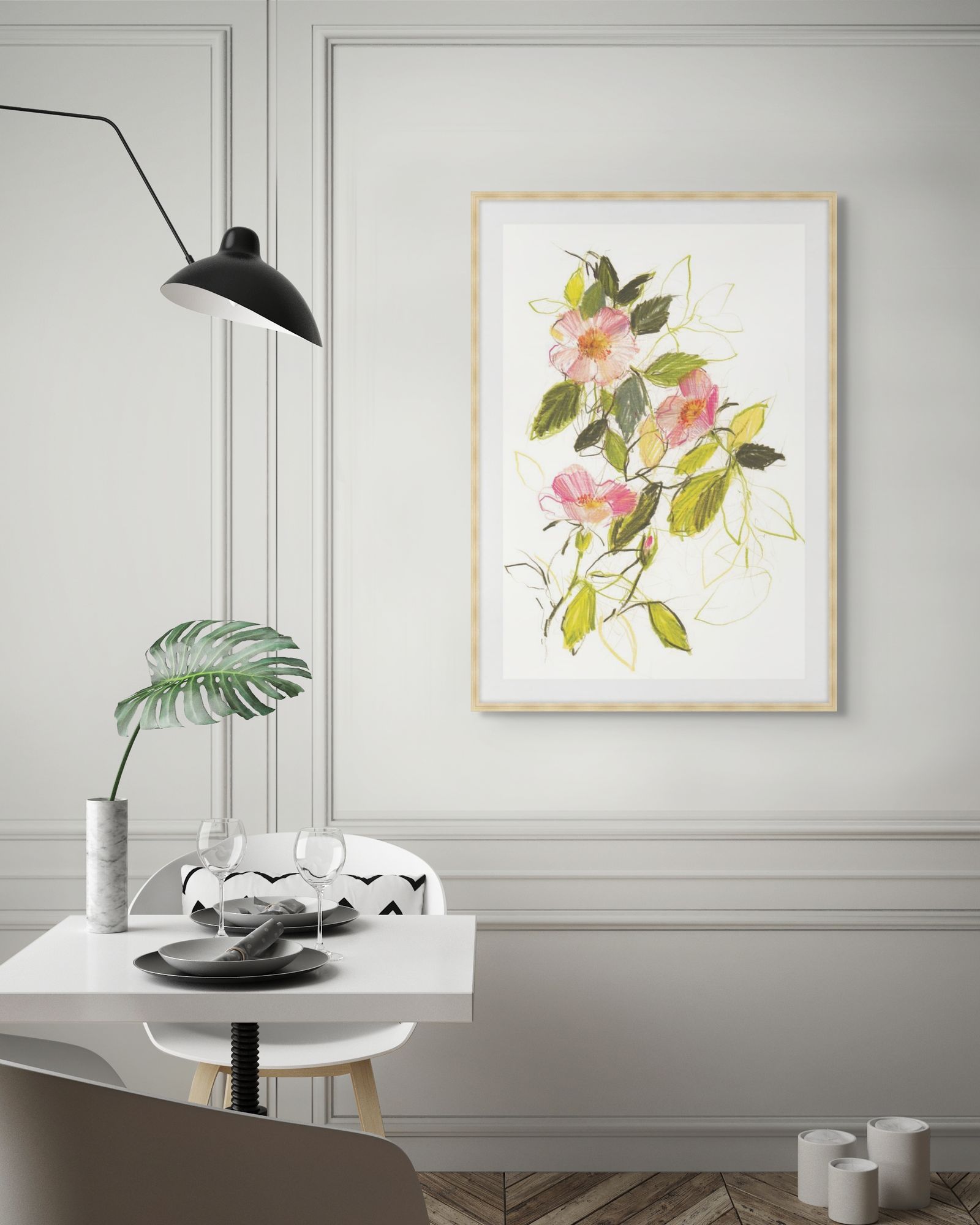 Dog Roses 1 in a room