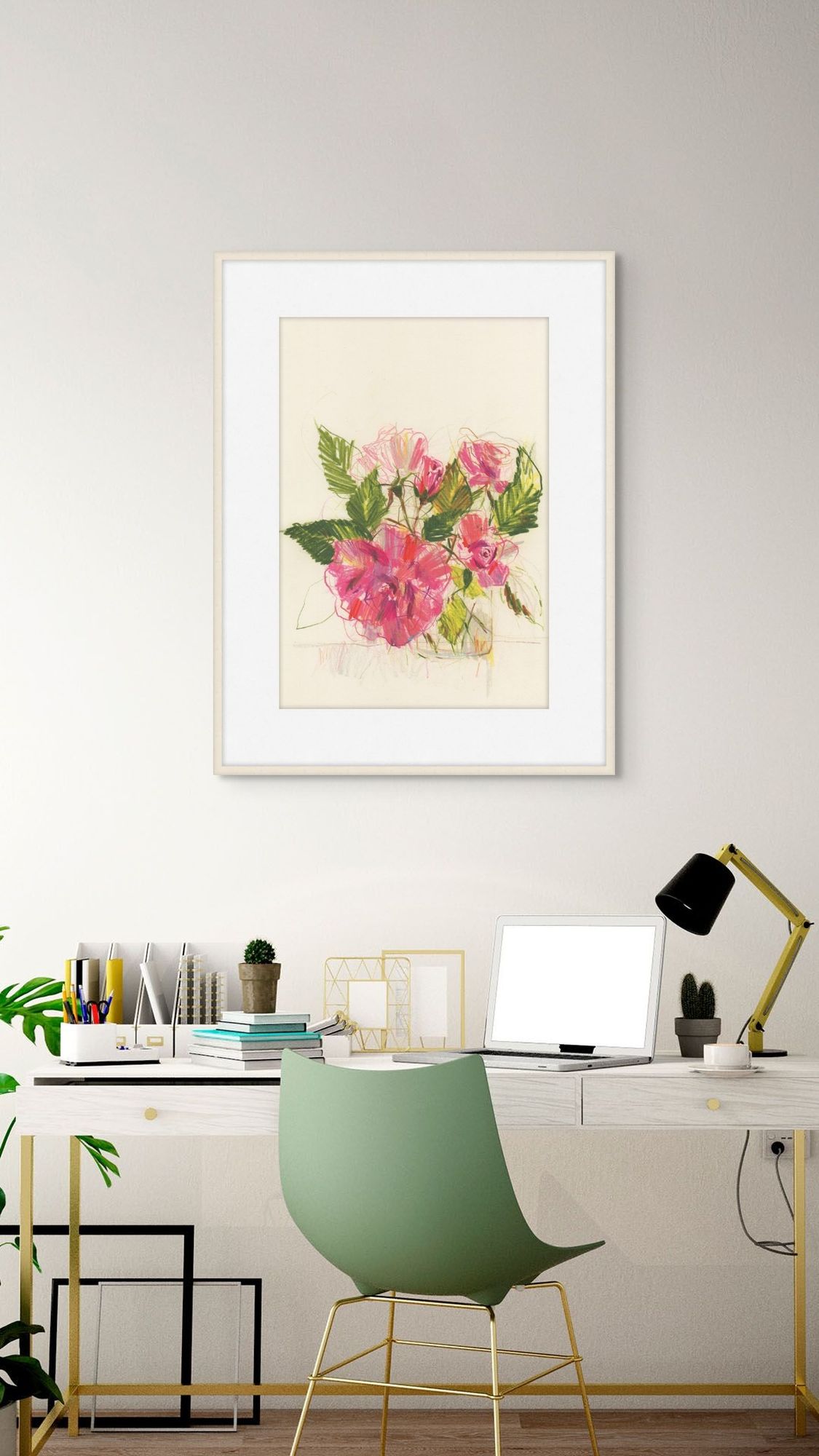 Vase of Roses 1 in a room