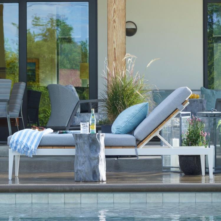 Ronan Poolside Aluminum/Teak Chaise – Chaises by Century Furniture | Sutter & Vale