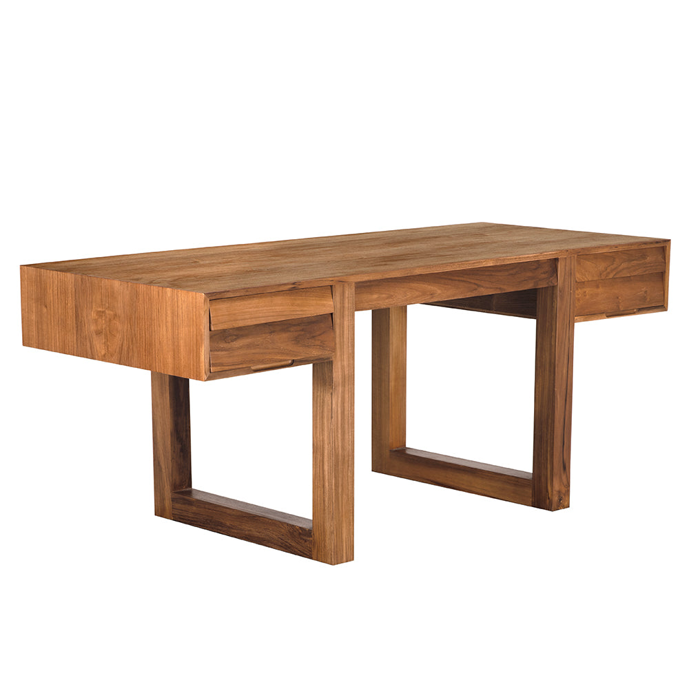 Newton Desk, Teak in Clear Coat Flat — Noir Furniture