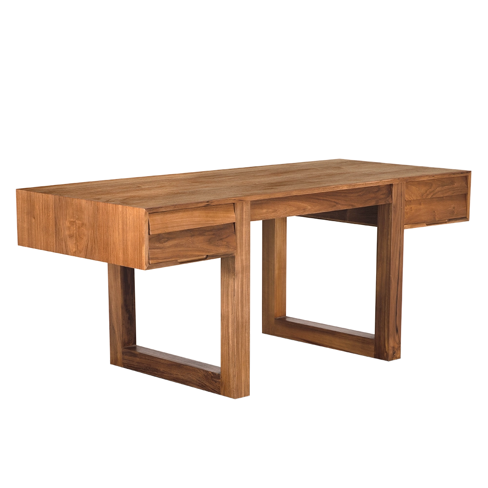 Newton Desk, Teak in Clear Coat Flat — Noir Furniture